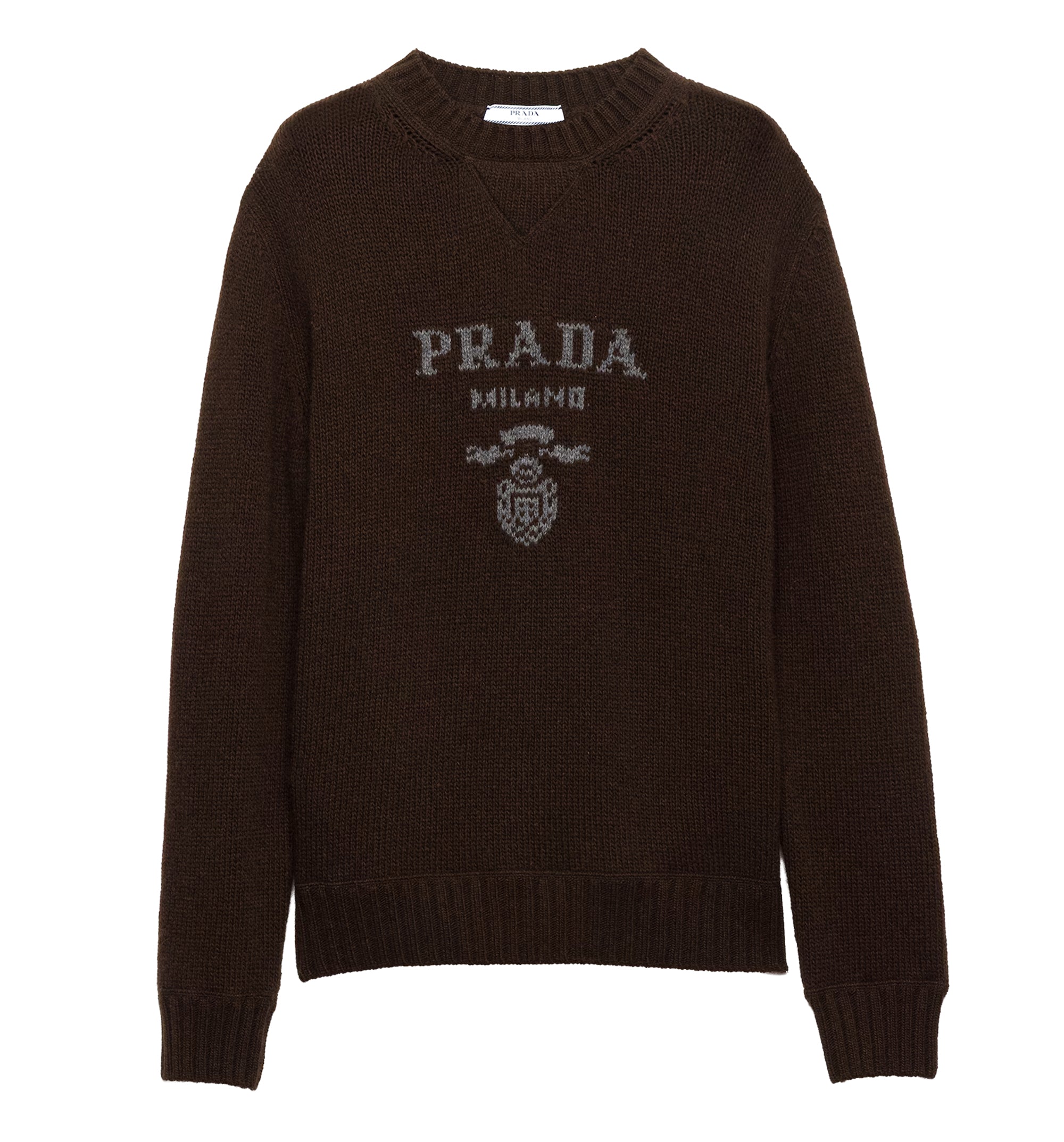 Cashmere and wool Prada Logo crew-neck sweater
