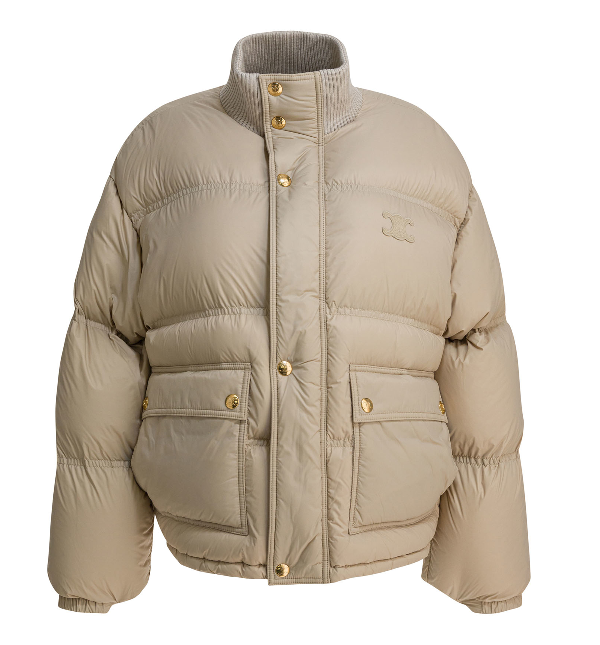 Lightweight Nylon Down Jacket  - Beige