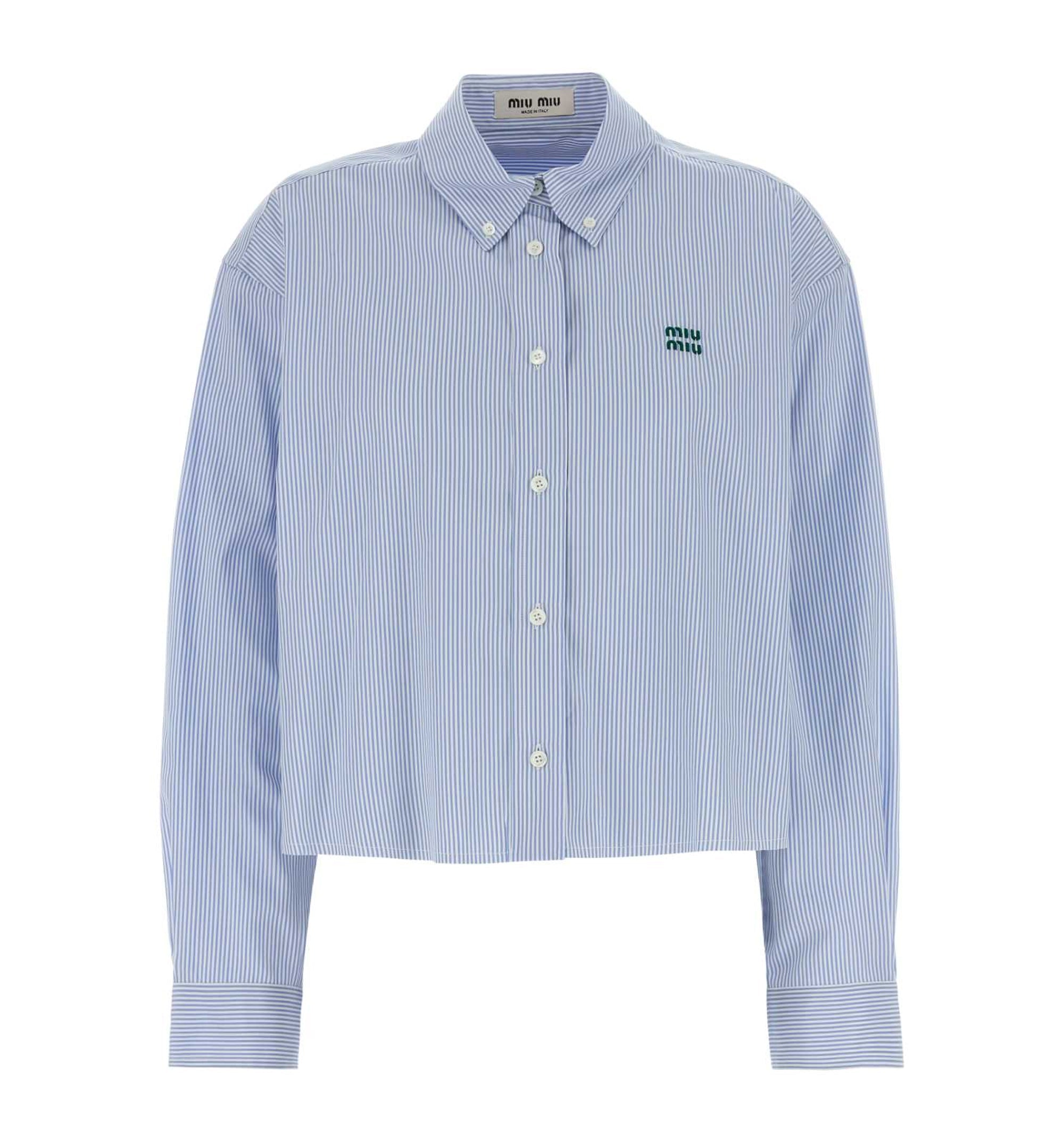 Striped Cropped Cotton Poplin Shirt