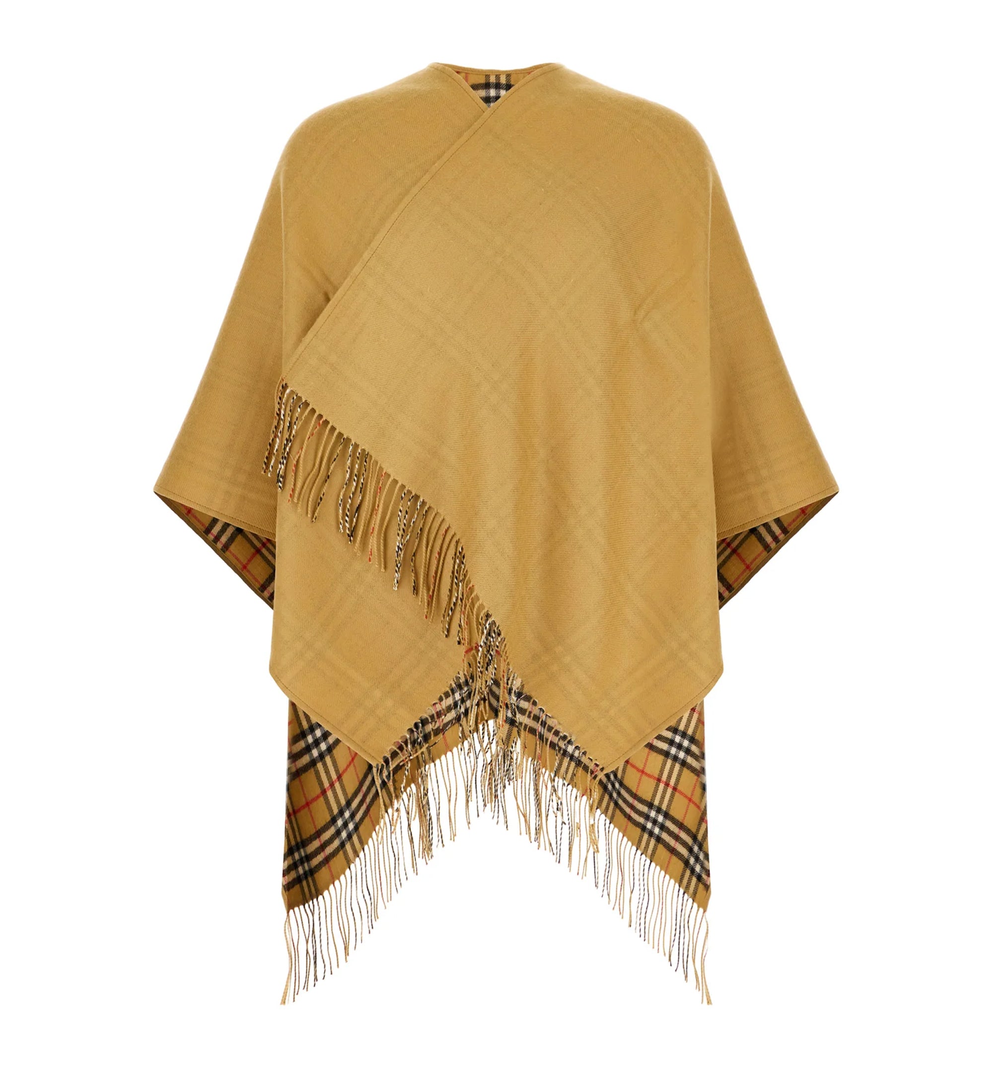 Reversible Check Wool Cape