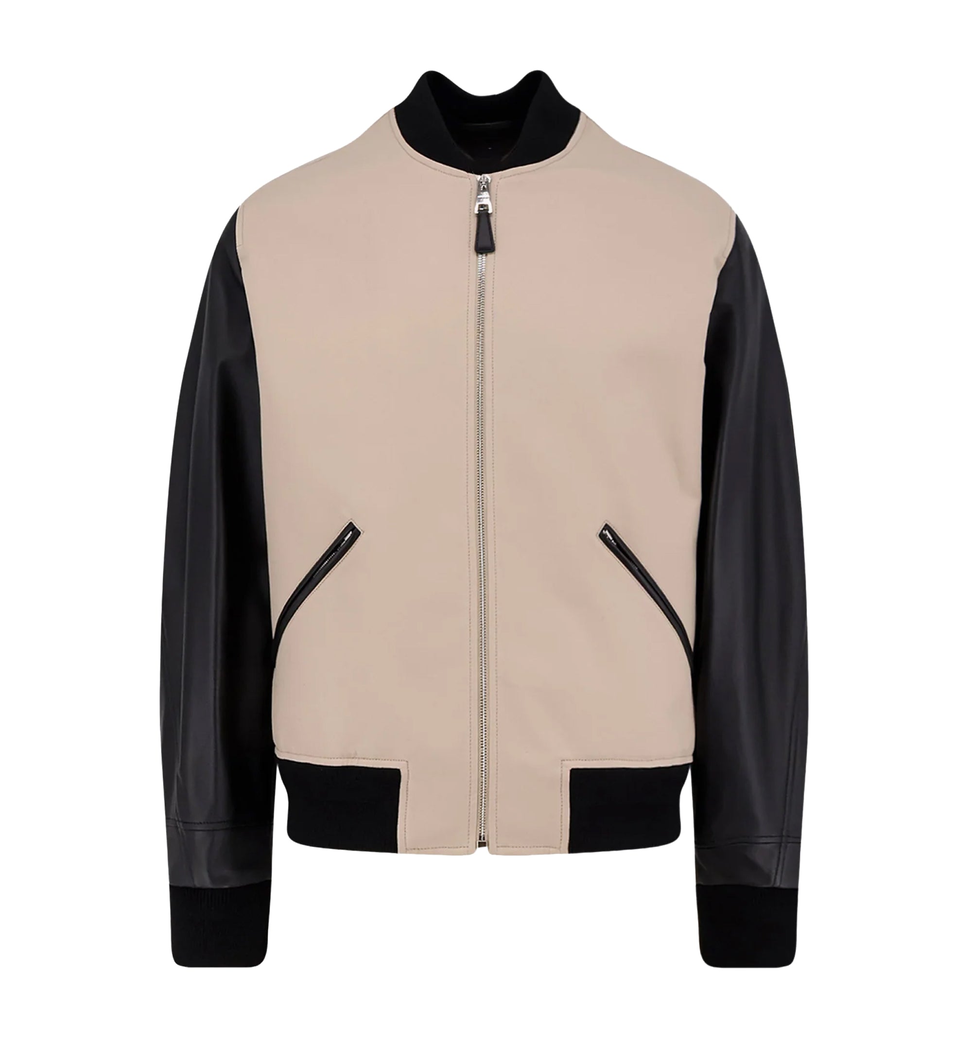 Cotton Jacket With Leather Sleeves