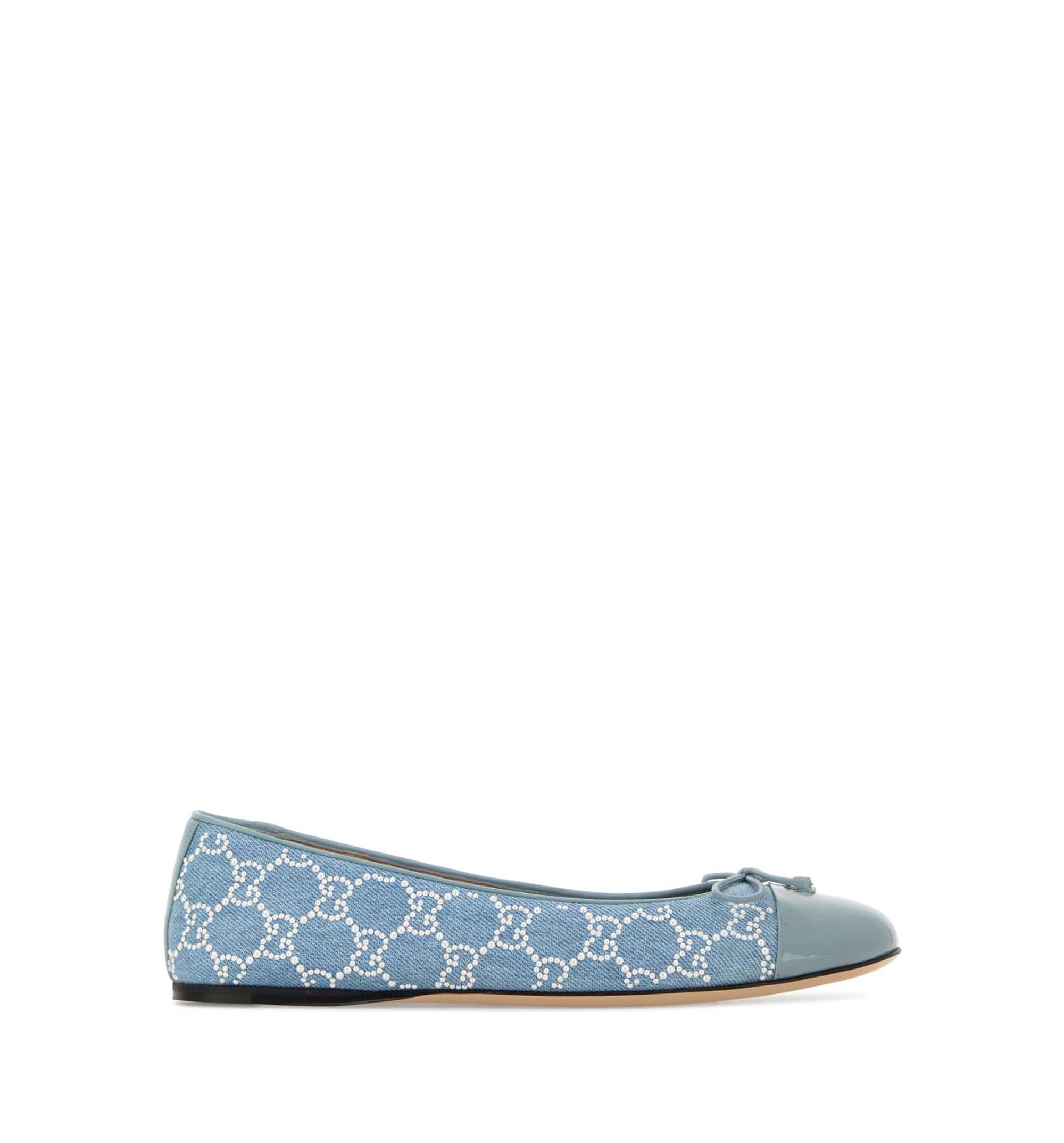 Denim Ballerinas Embellished with Crystals