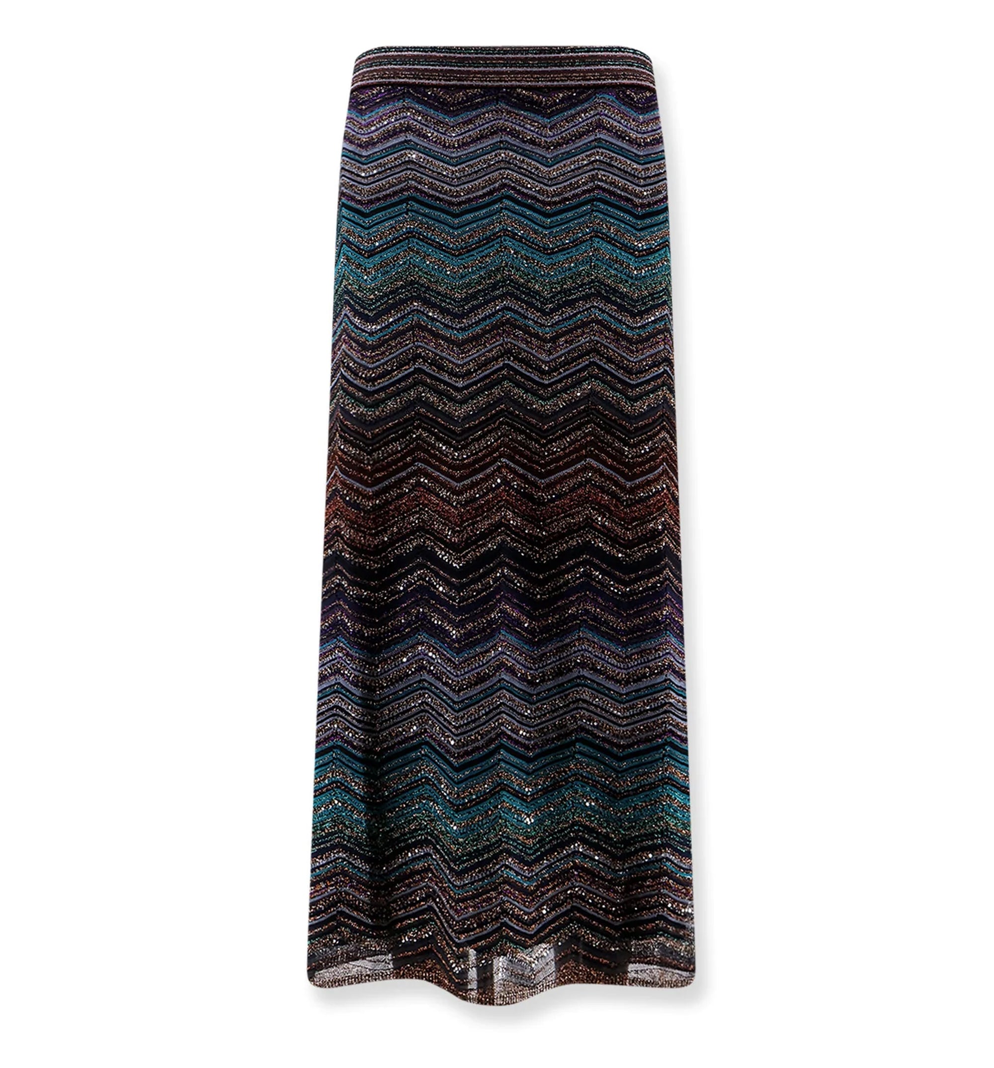 Tube Viscose Chevron Lamé Long Skirt With Sequins