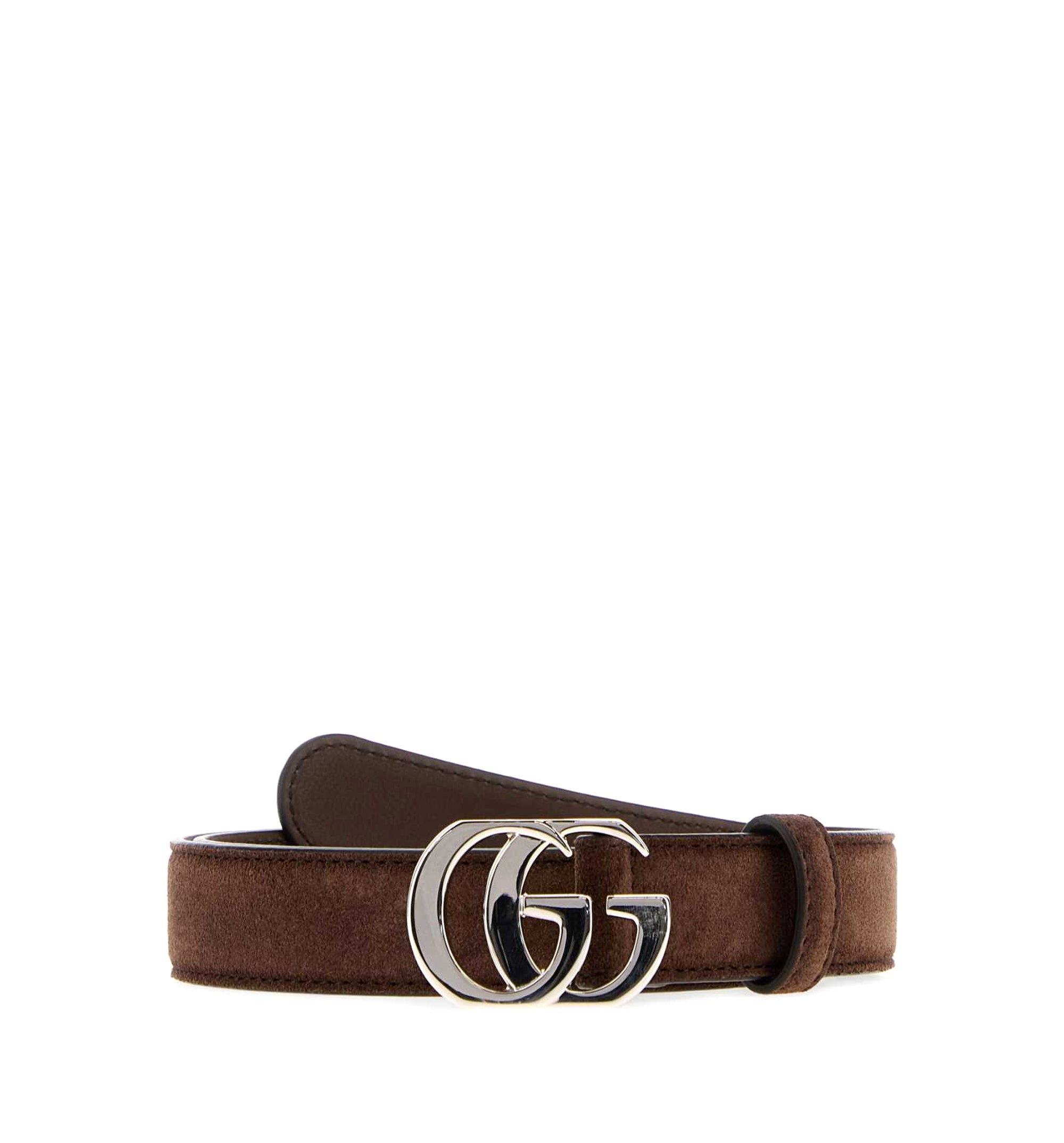 Suede GG Marmont Belt with Monogram Buckle