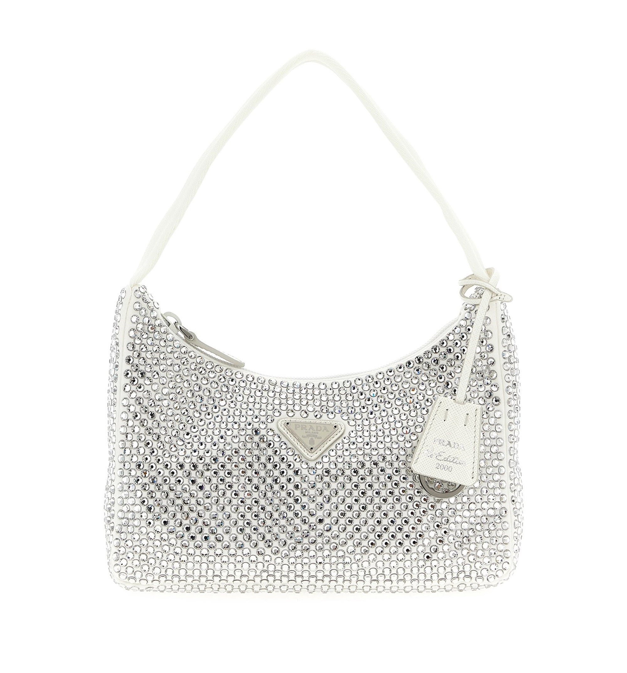 Prada Re-Edition Mini Satin Bag With Crystals