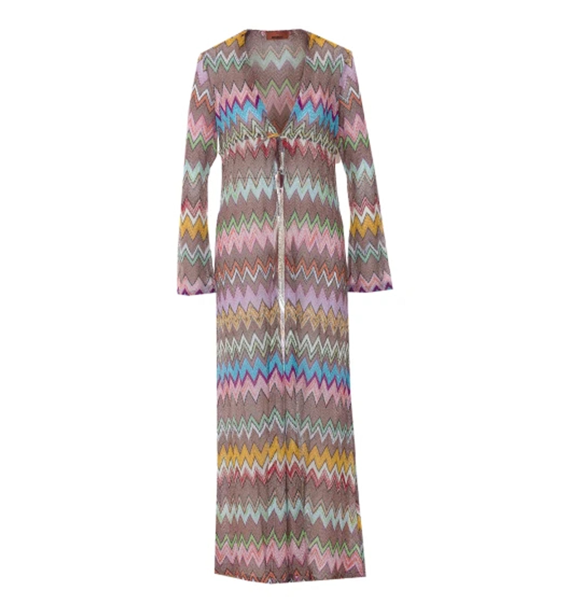 Macro Zig Zag Lamé Viscose Beach Cover-Up Mini Dress