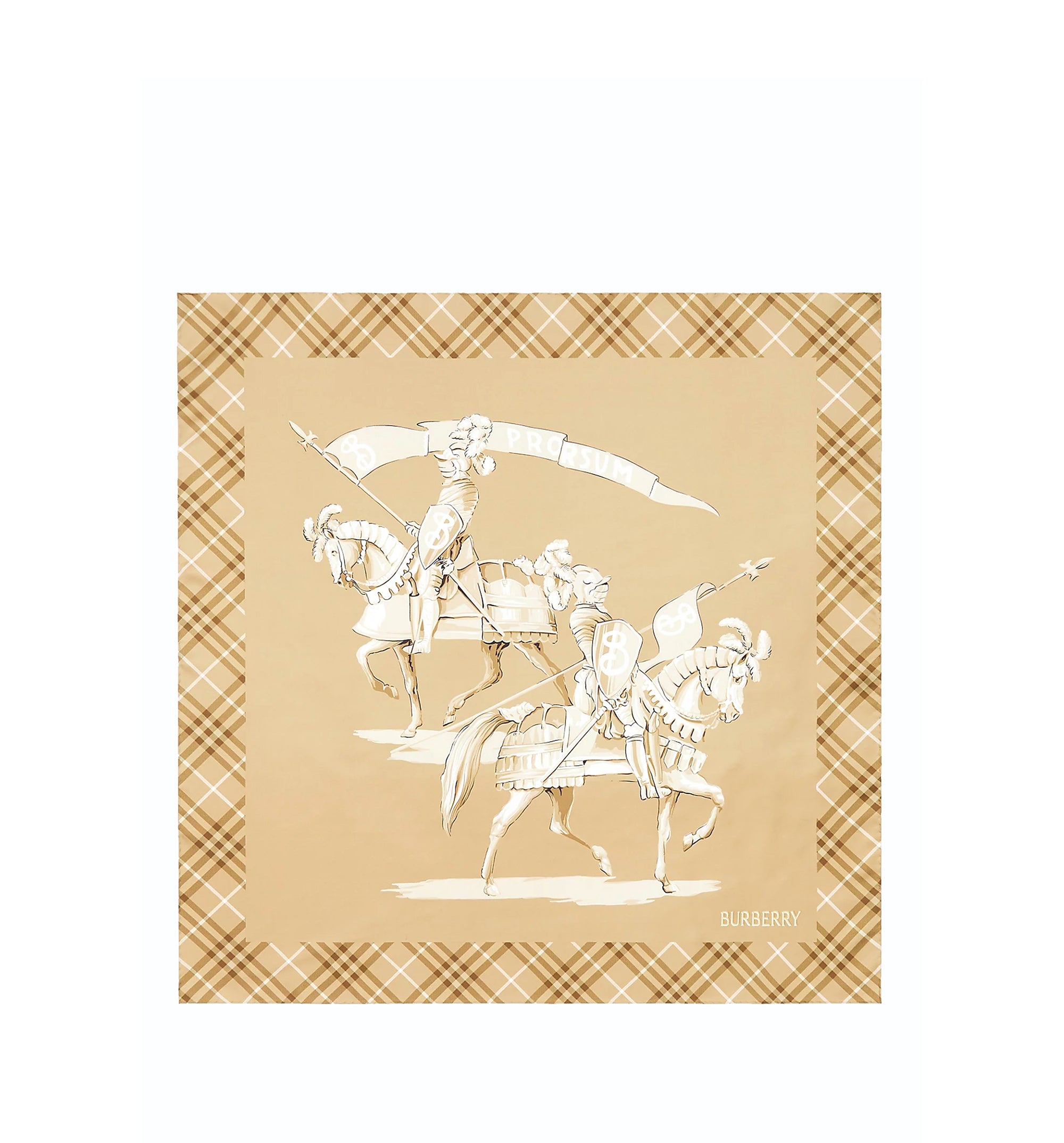 Horseman Print Silk Square Scarf