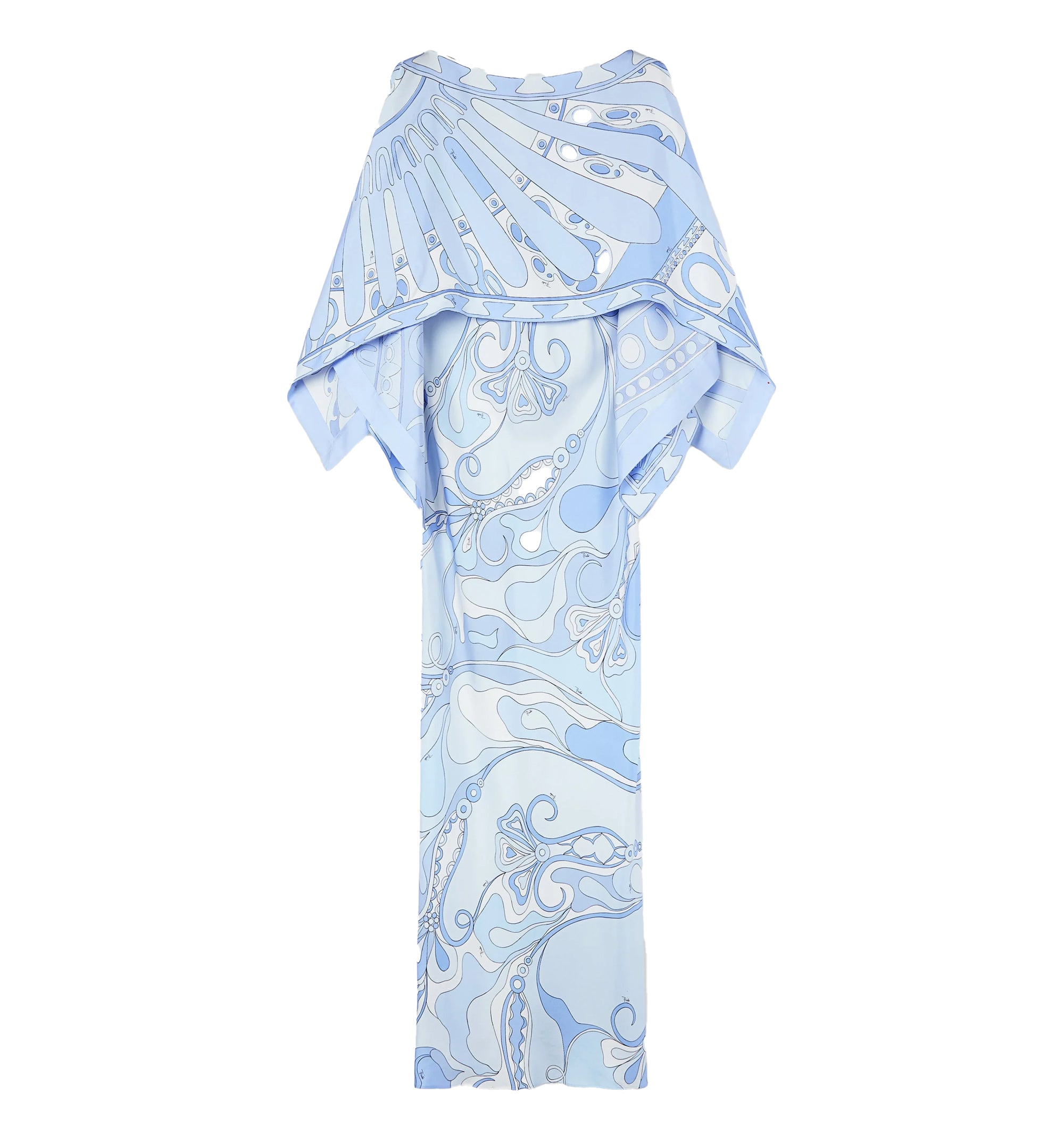 Orchidee and Soleil Print Silk Dress with Cape