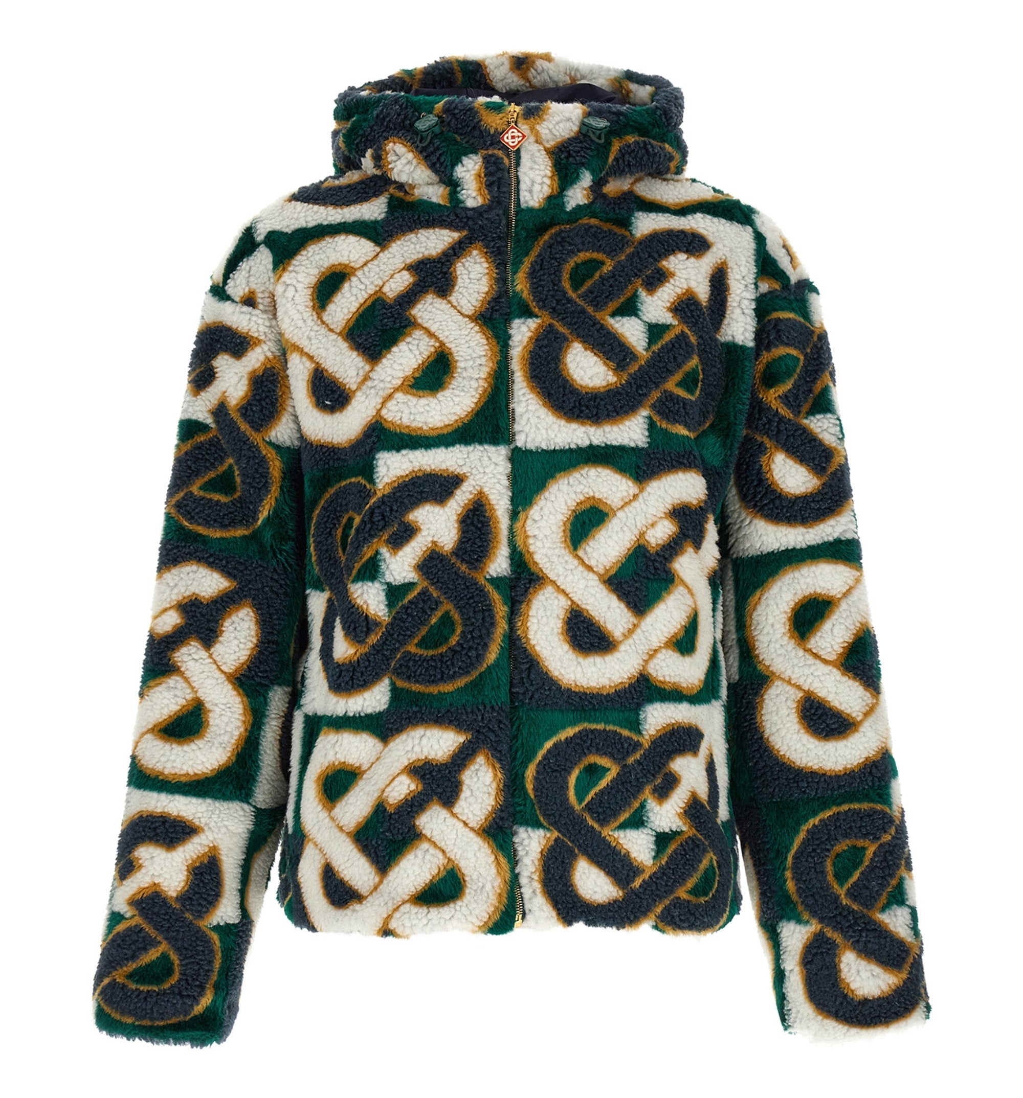 'Monogram' intarsia fleece jacket