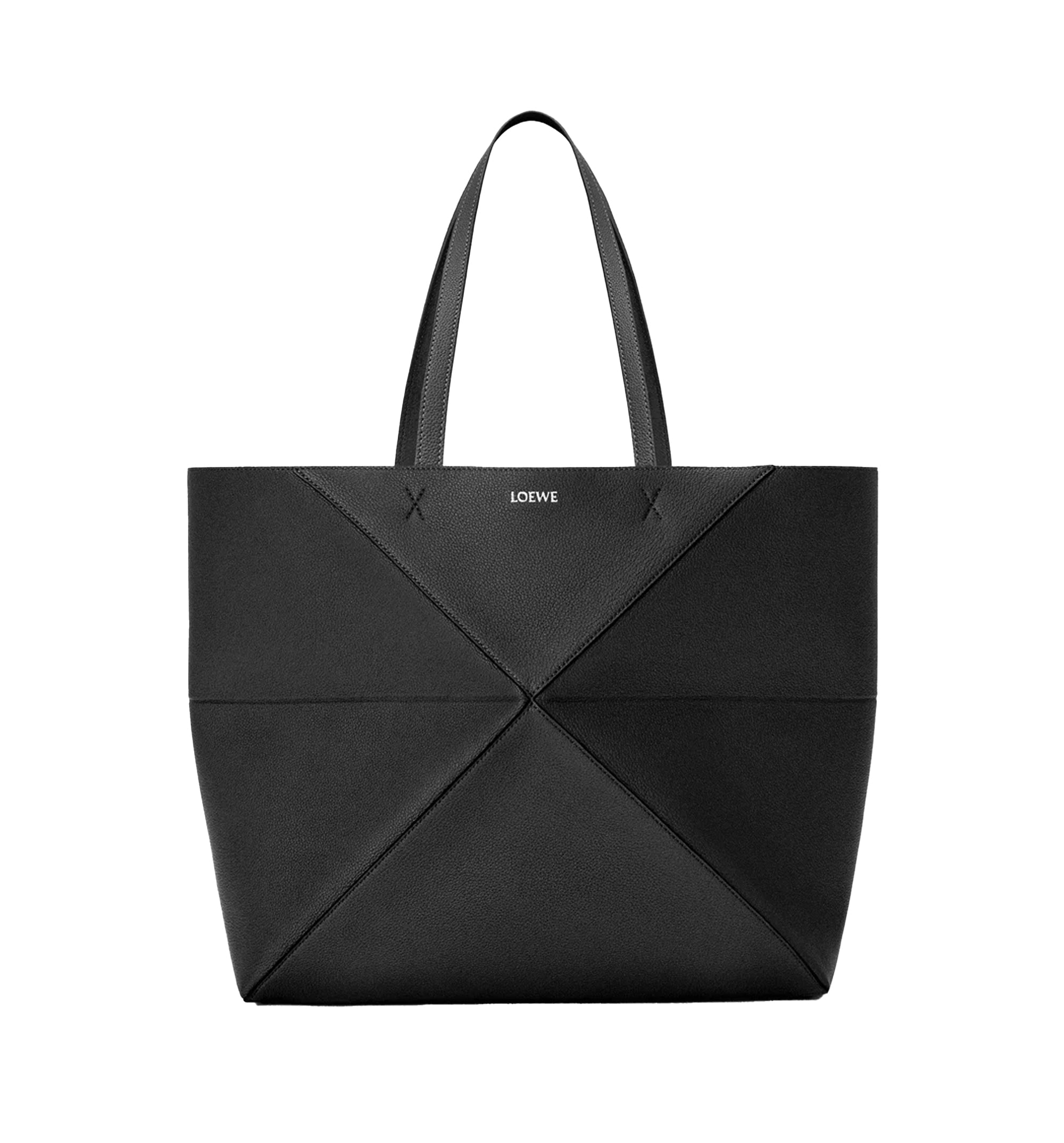 Large Horizontal Puzzle Fold Tote In Soft Grained Calfskin