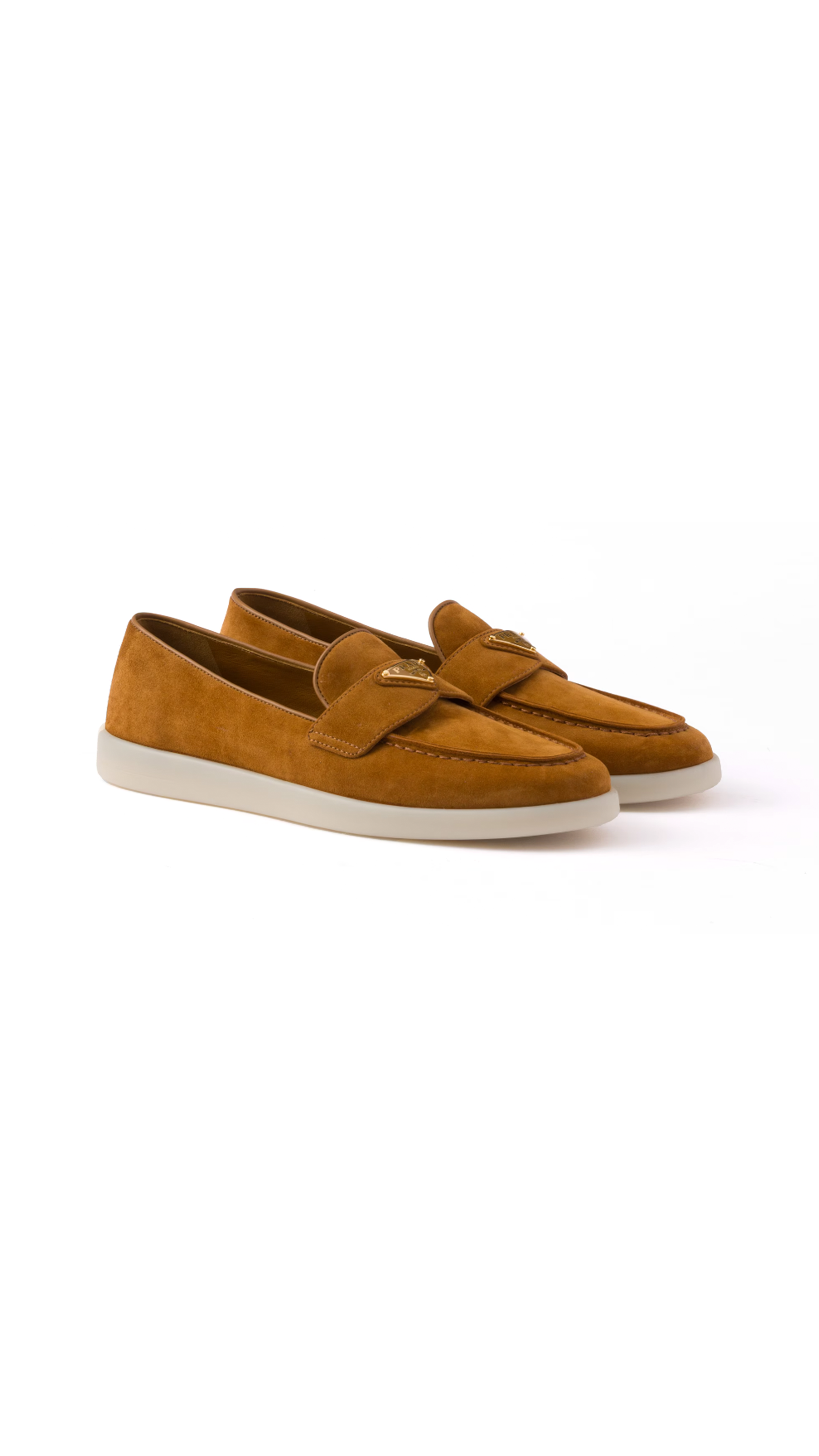 Suede Leather Loafers - Cognac