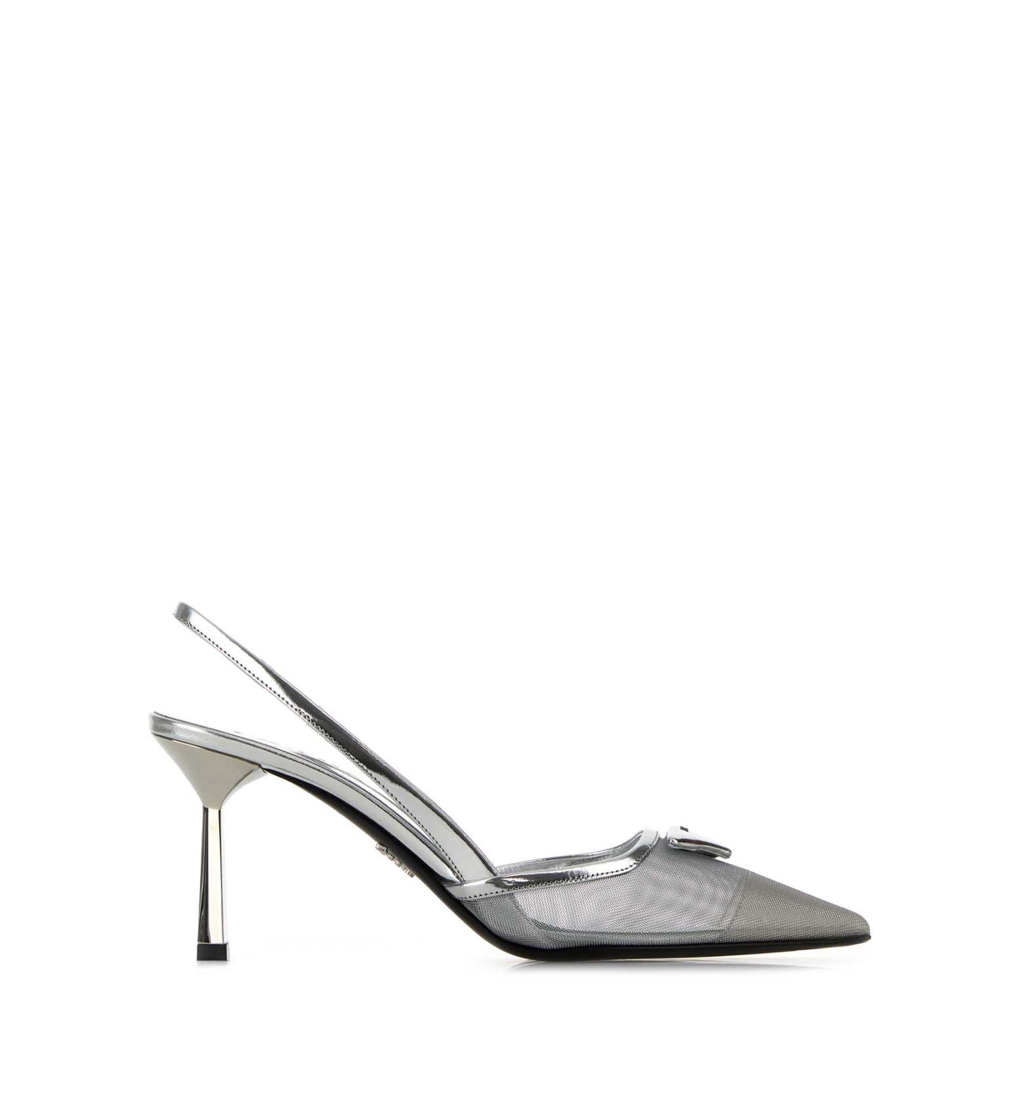 Mesh Fabric Slingback Pumps