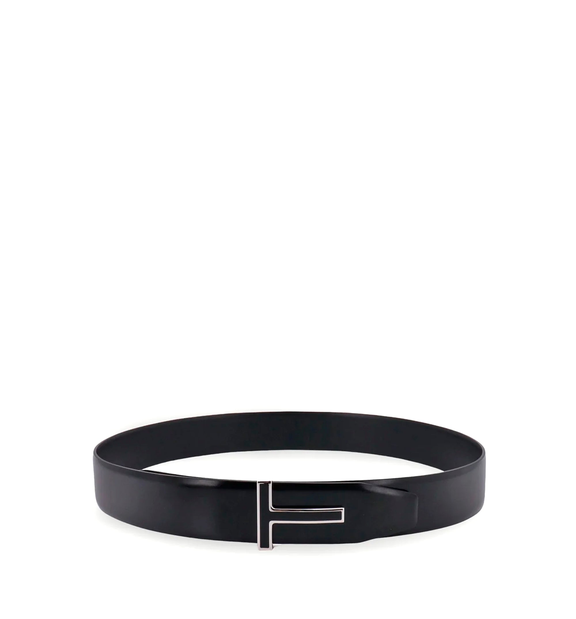 Smooth Leather Enamel Buckle T Belt