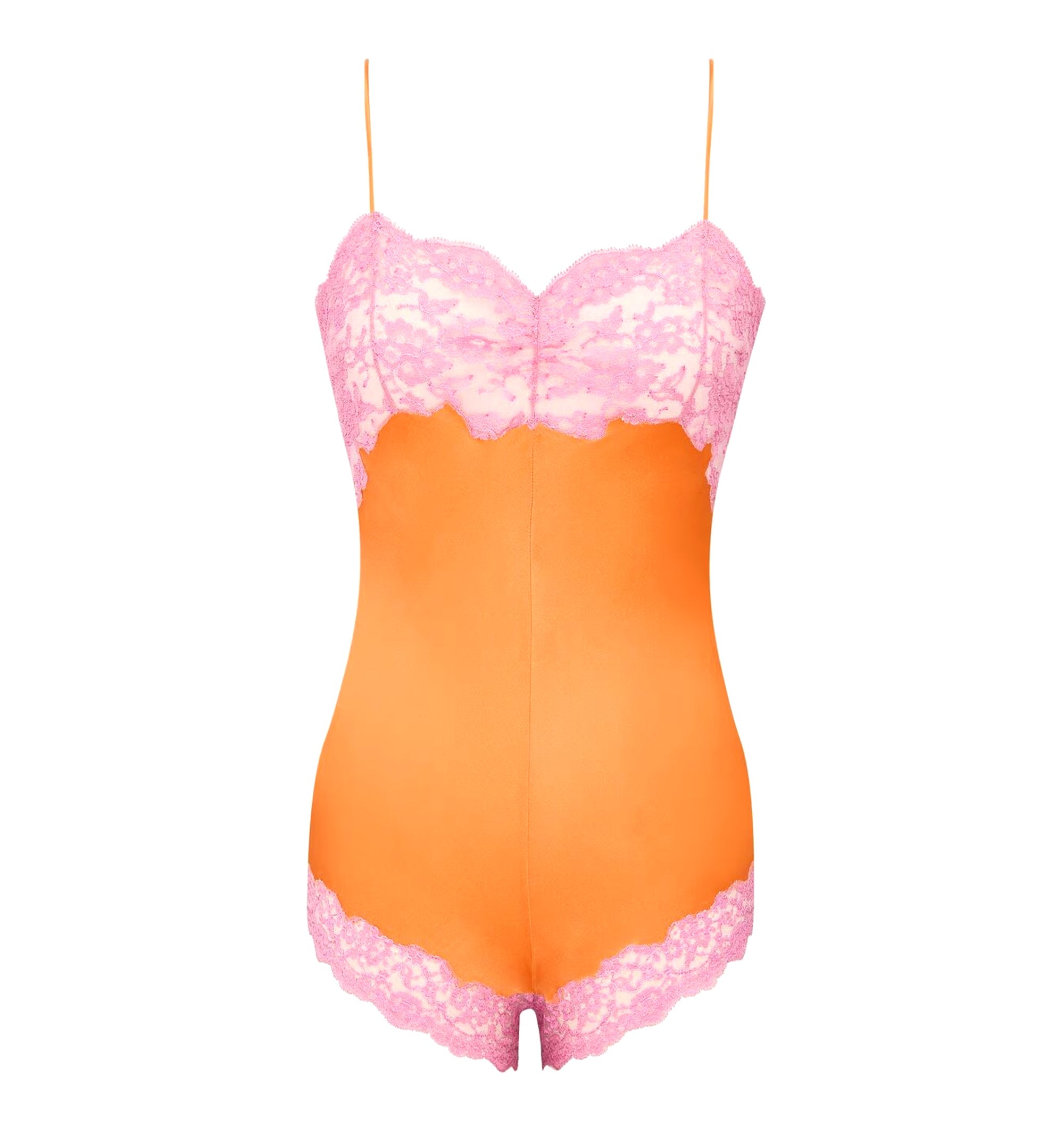 Laced Romper In Silk Satin