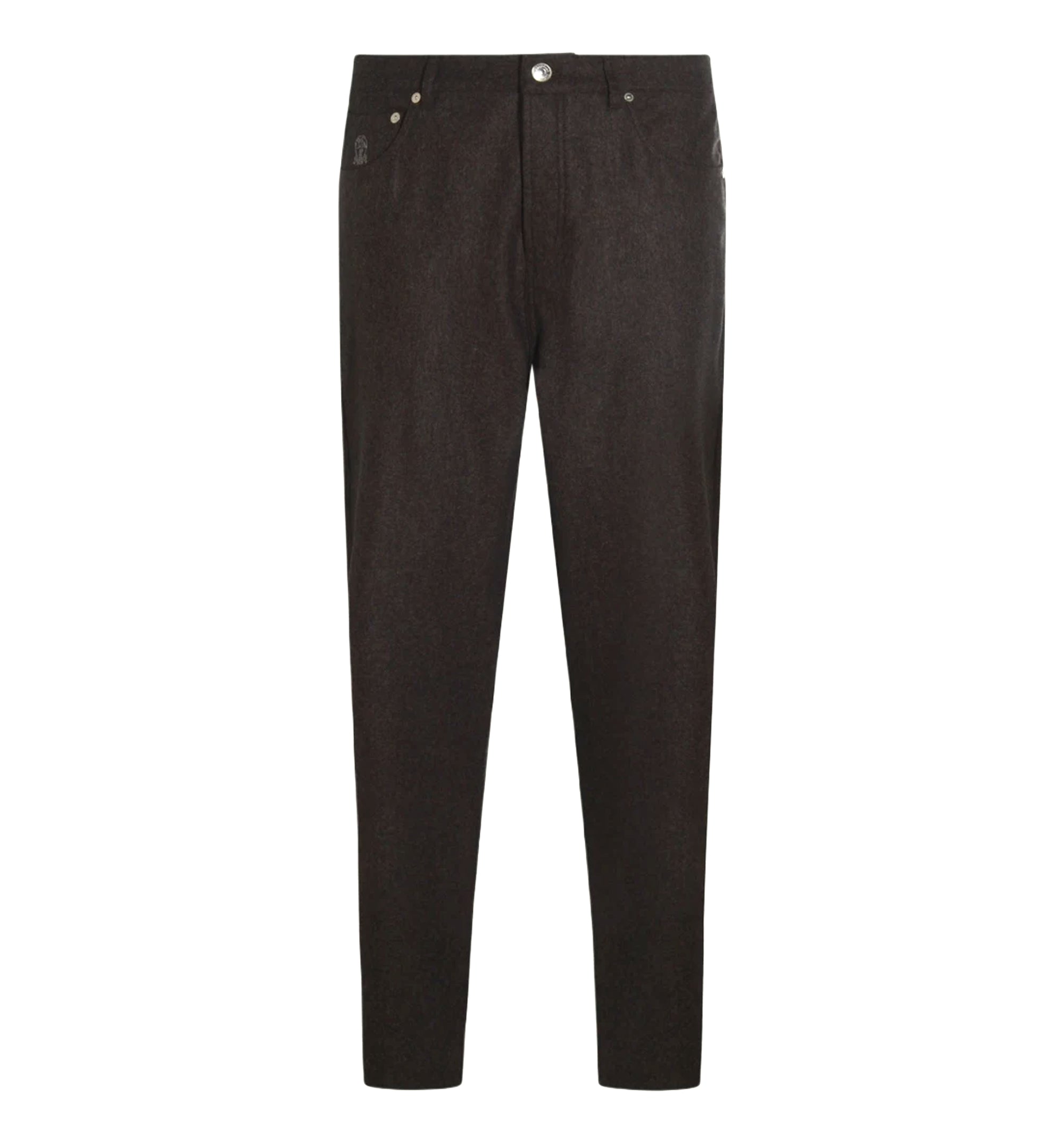 Virgin Wool Flannel Five-Pocket Trousers