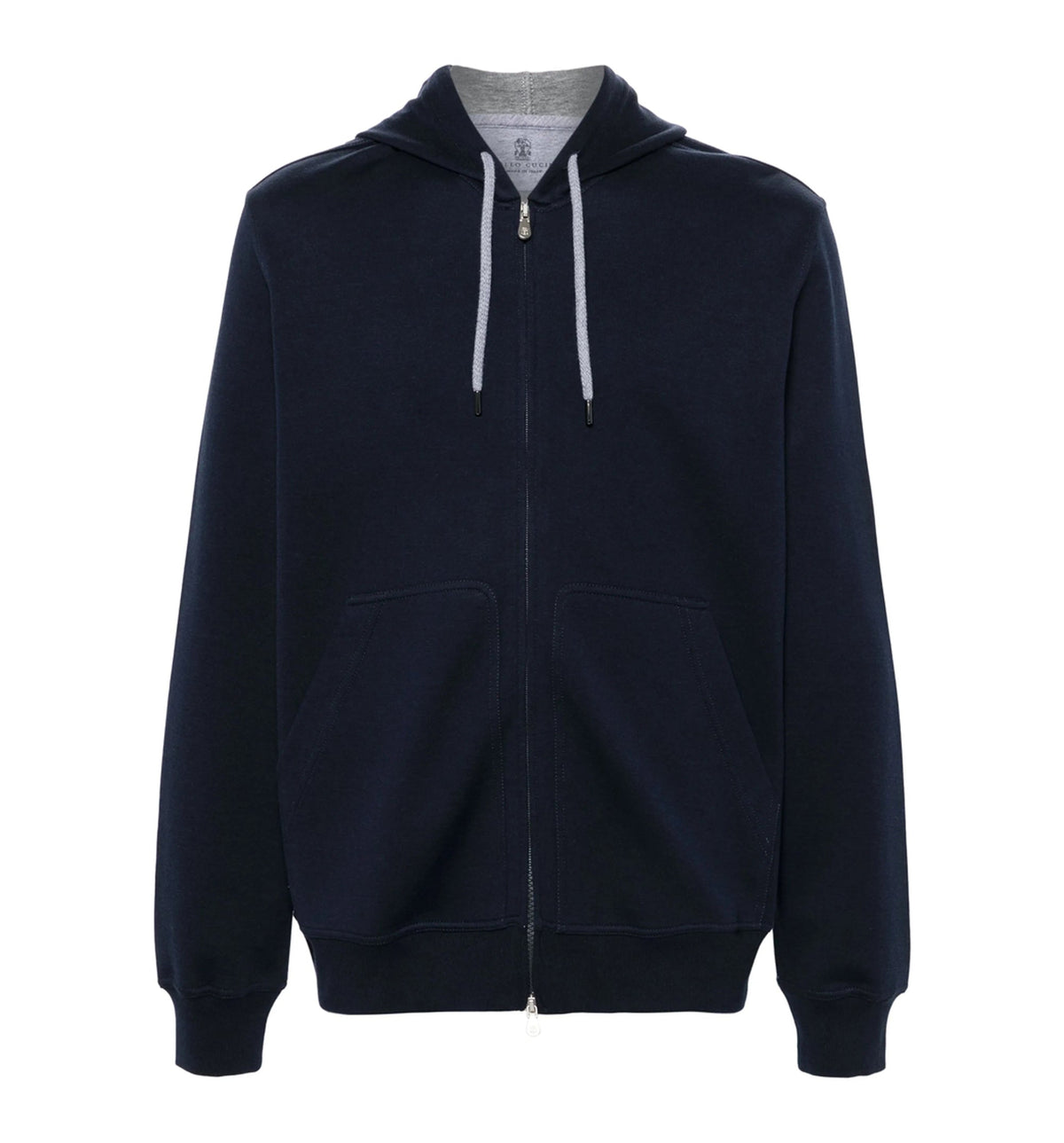 Cotton, cashmere and silk French terry double cloth hooded sweatshirt with zipper