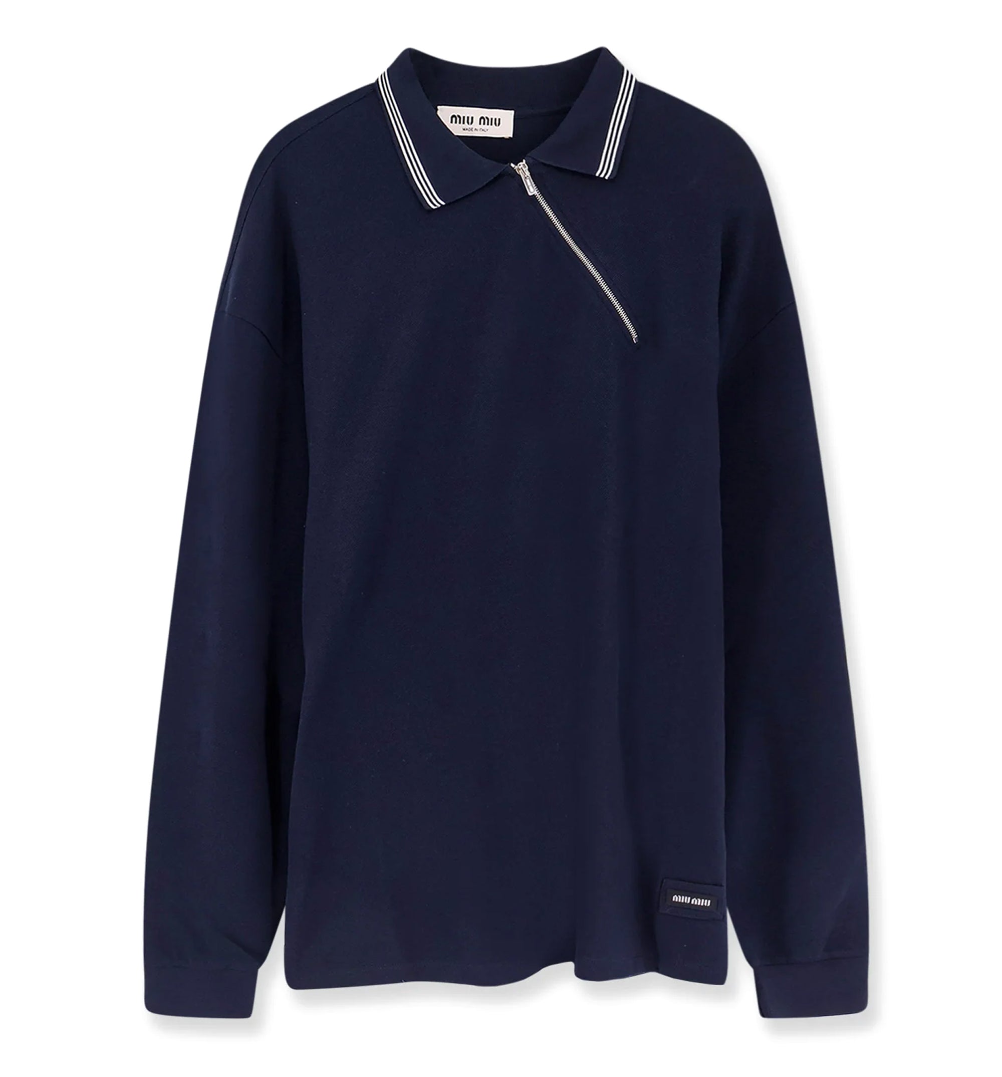 Cotton Piqué Zippered Polo Shirt