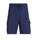 Linen and cotton drill Bermuda shorts with drawstring and cargo pockets