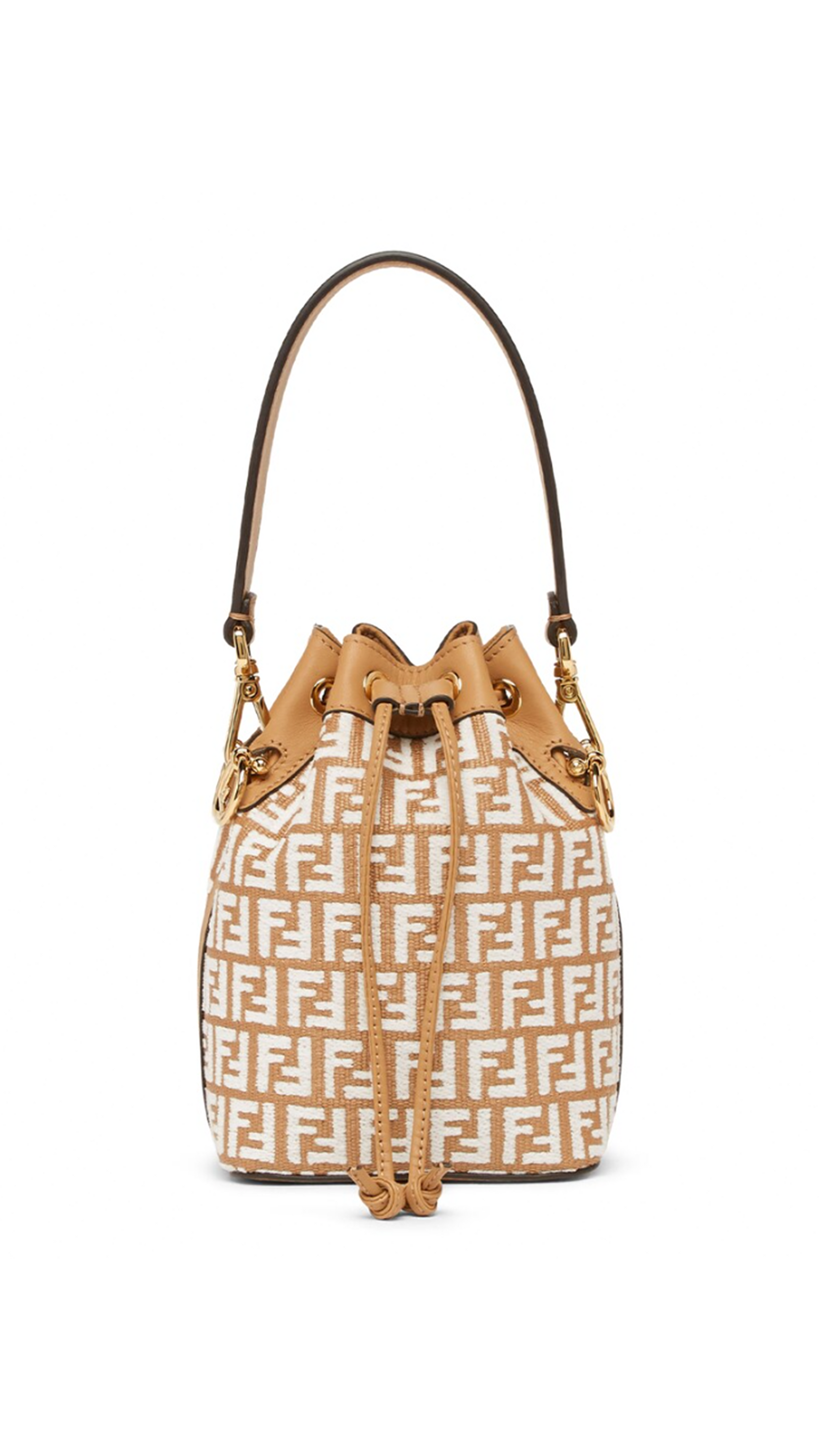 White fendi top bucket bag