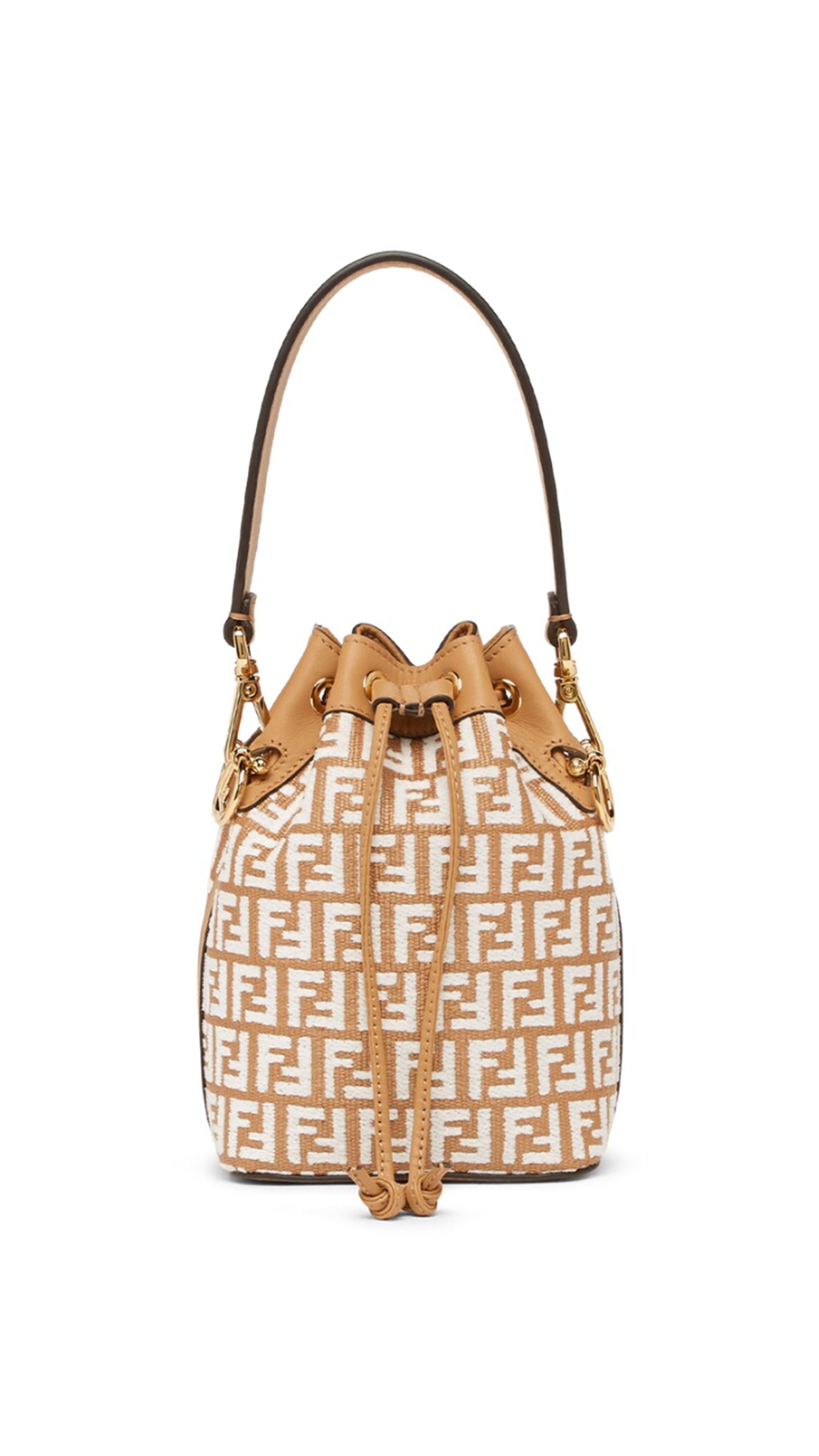 Mon Trésor Raffia Tapestry Bucket Bag - Natural/White