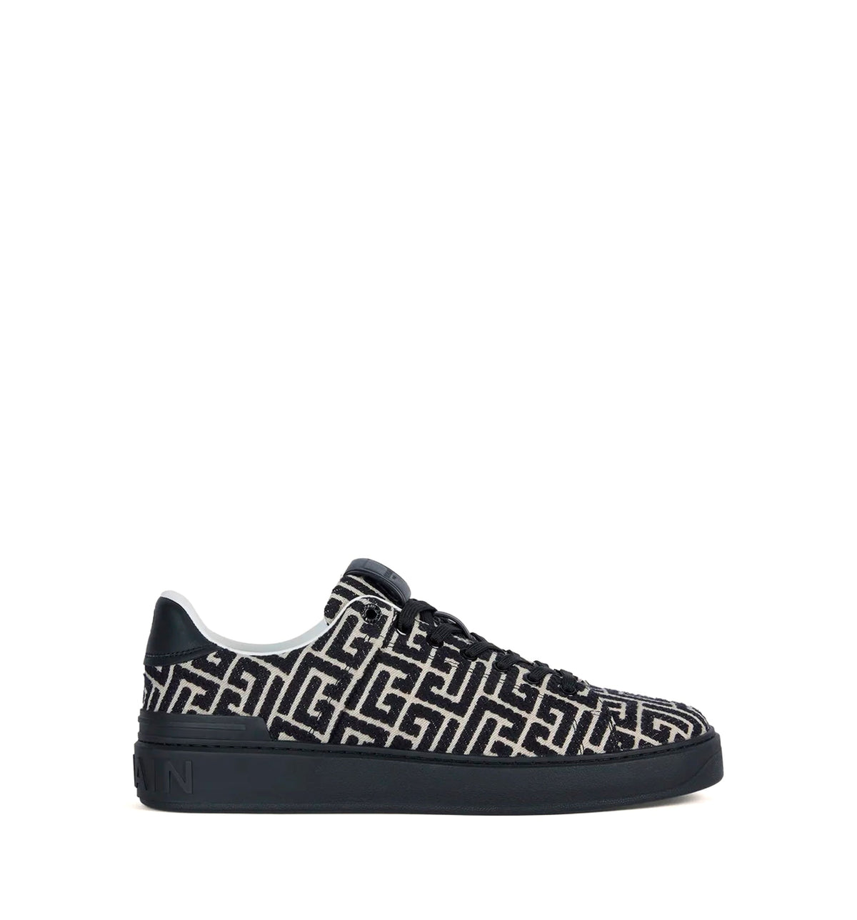 B-Court trainers in leather and Monogram jacquard