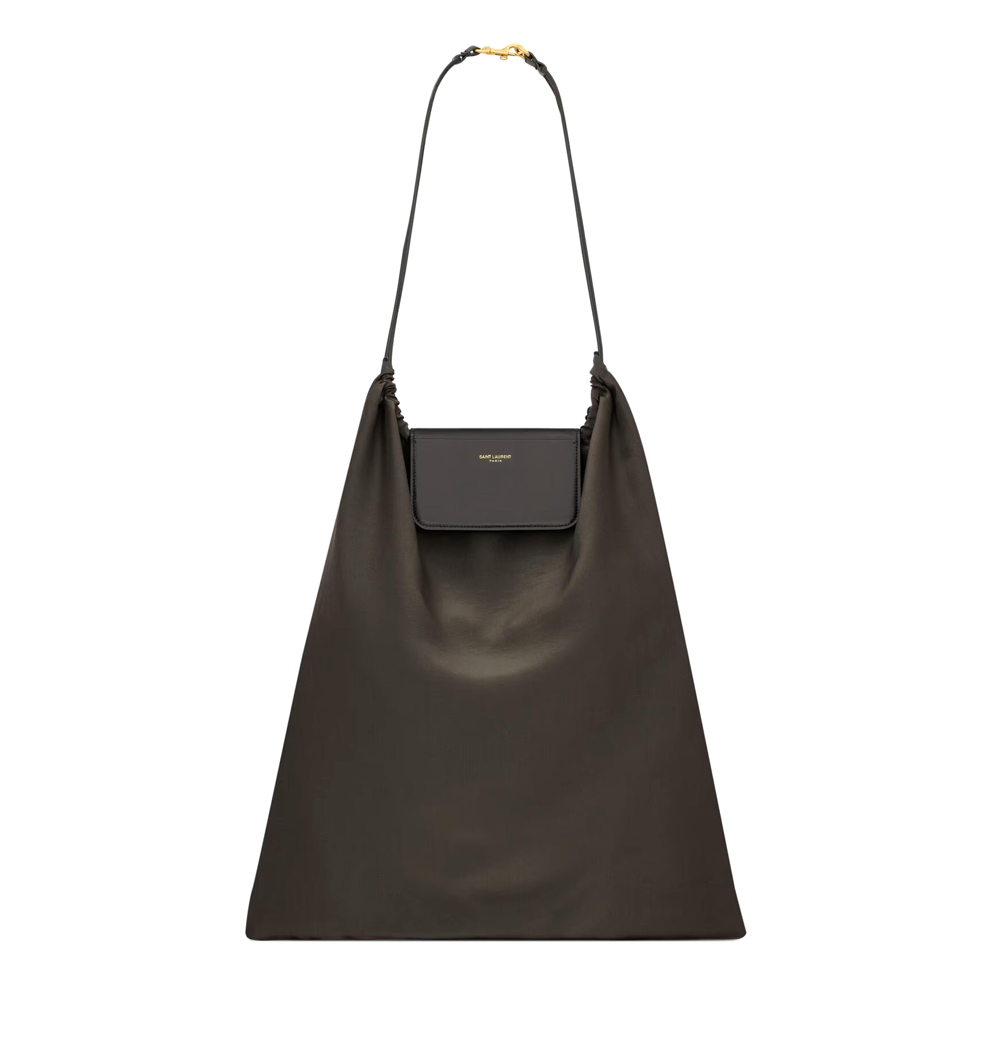 Foulard Folding Pouch In Silk Satin And Leather