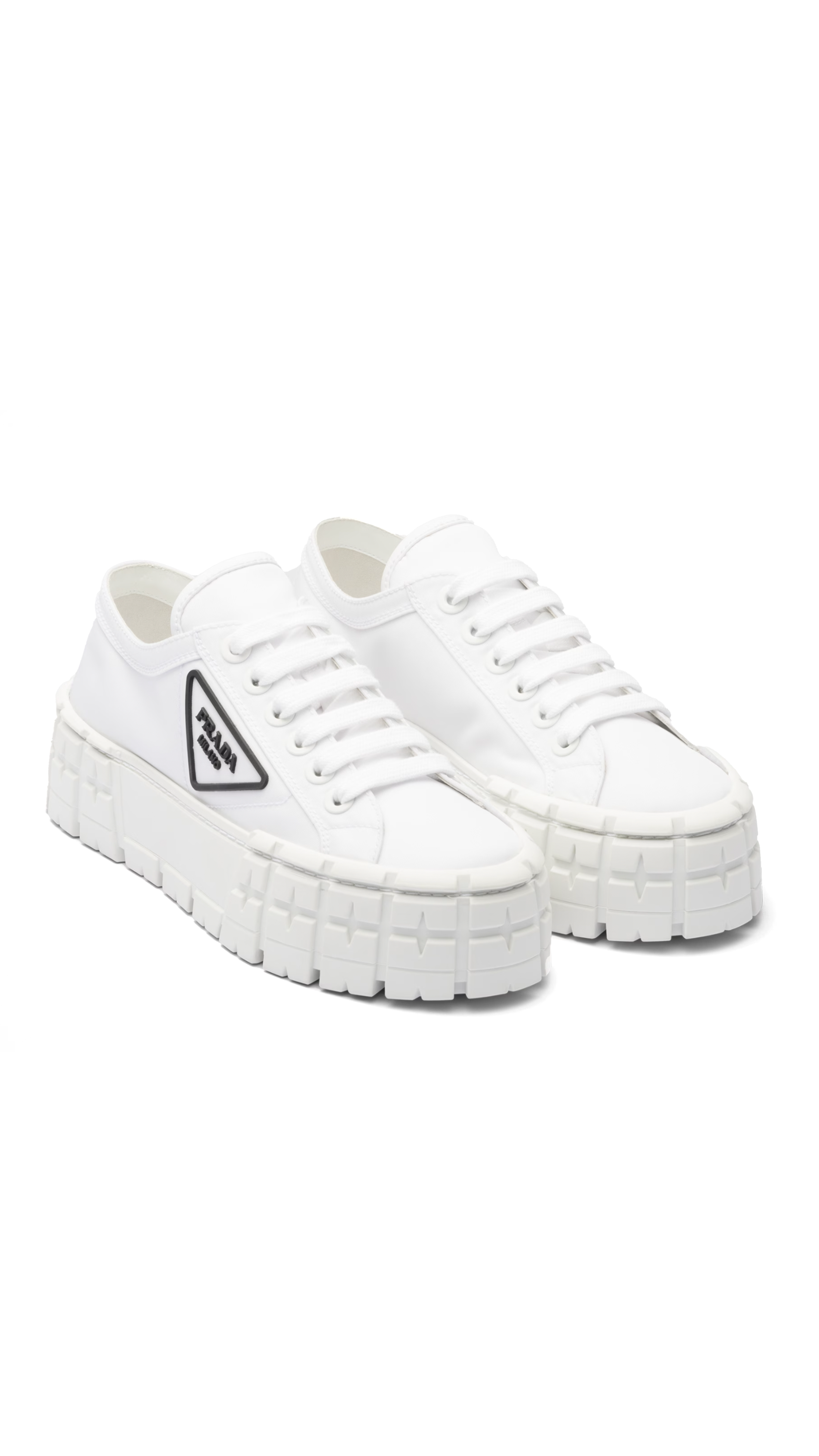 Double Wheel Nylon Gabardine Sneakers - White