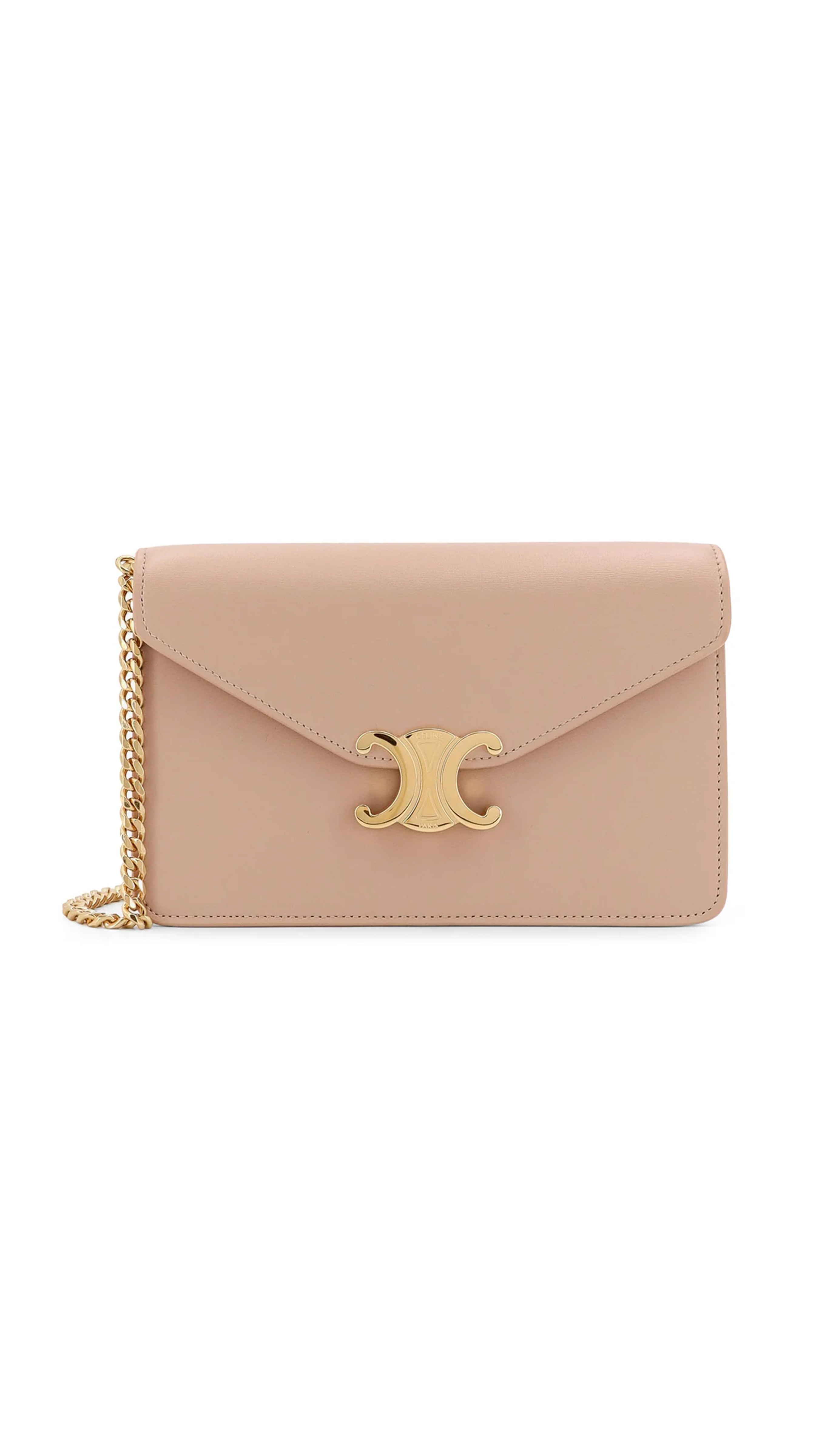 Wallet on Chain Margo in Shiny Calfskin - Soft Peach