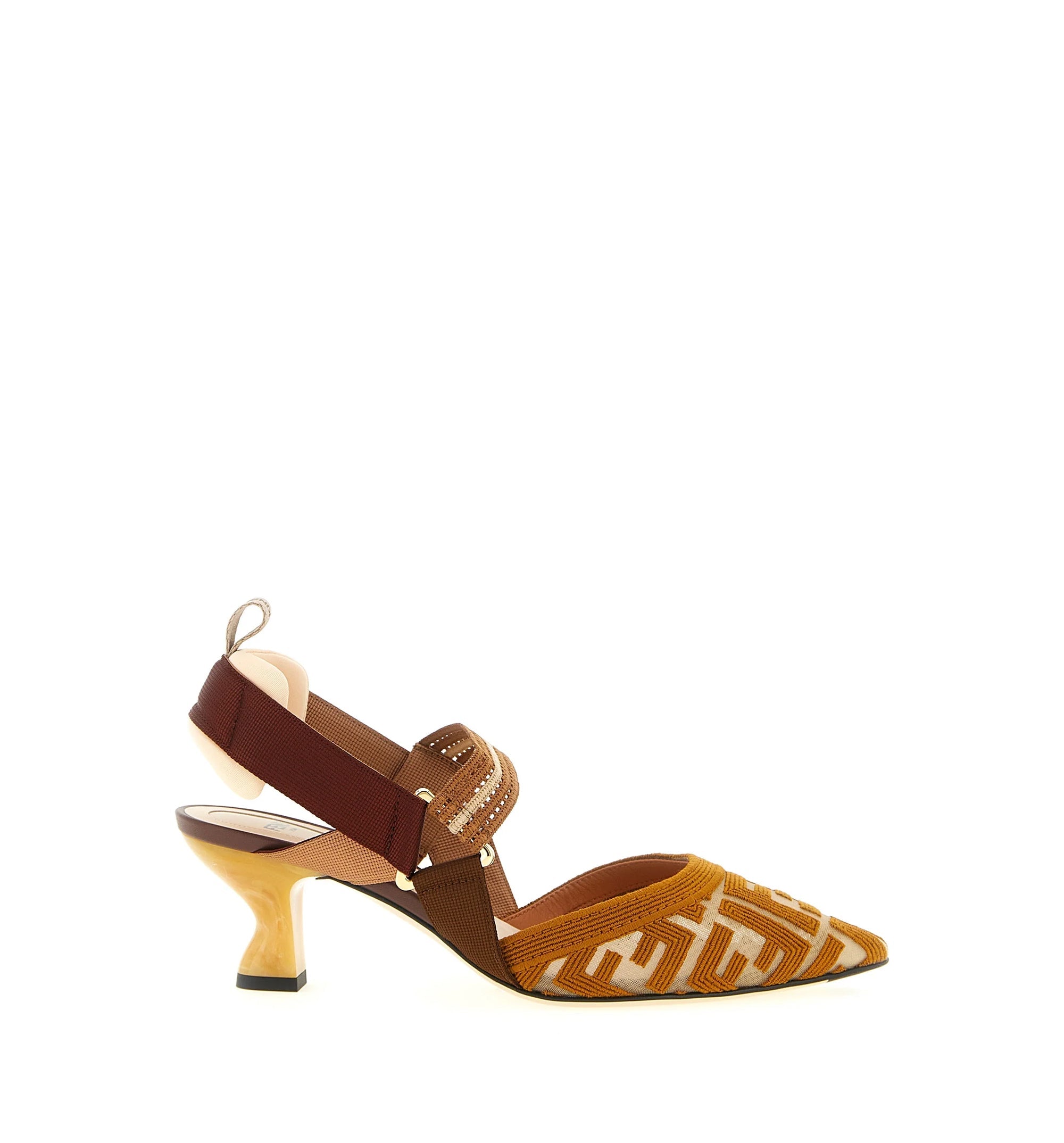 Colibrì Pink FF Fabric Medium-Heeled Slingbacks