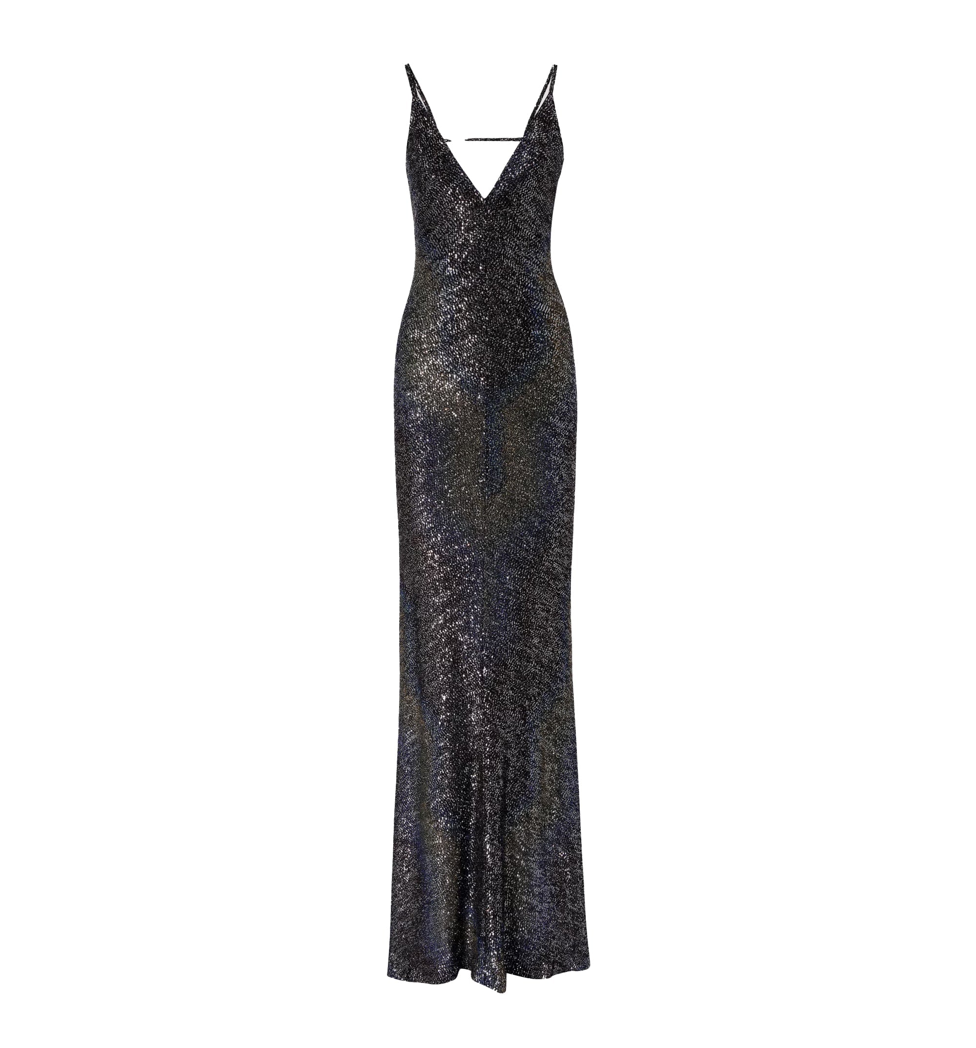 Long dégradé knit dress with sequins
