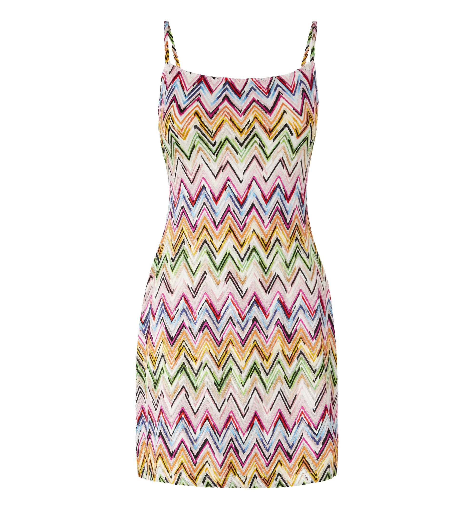 Mini Dress In Stretch Viscose With Lace And Zigzag Motif