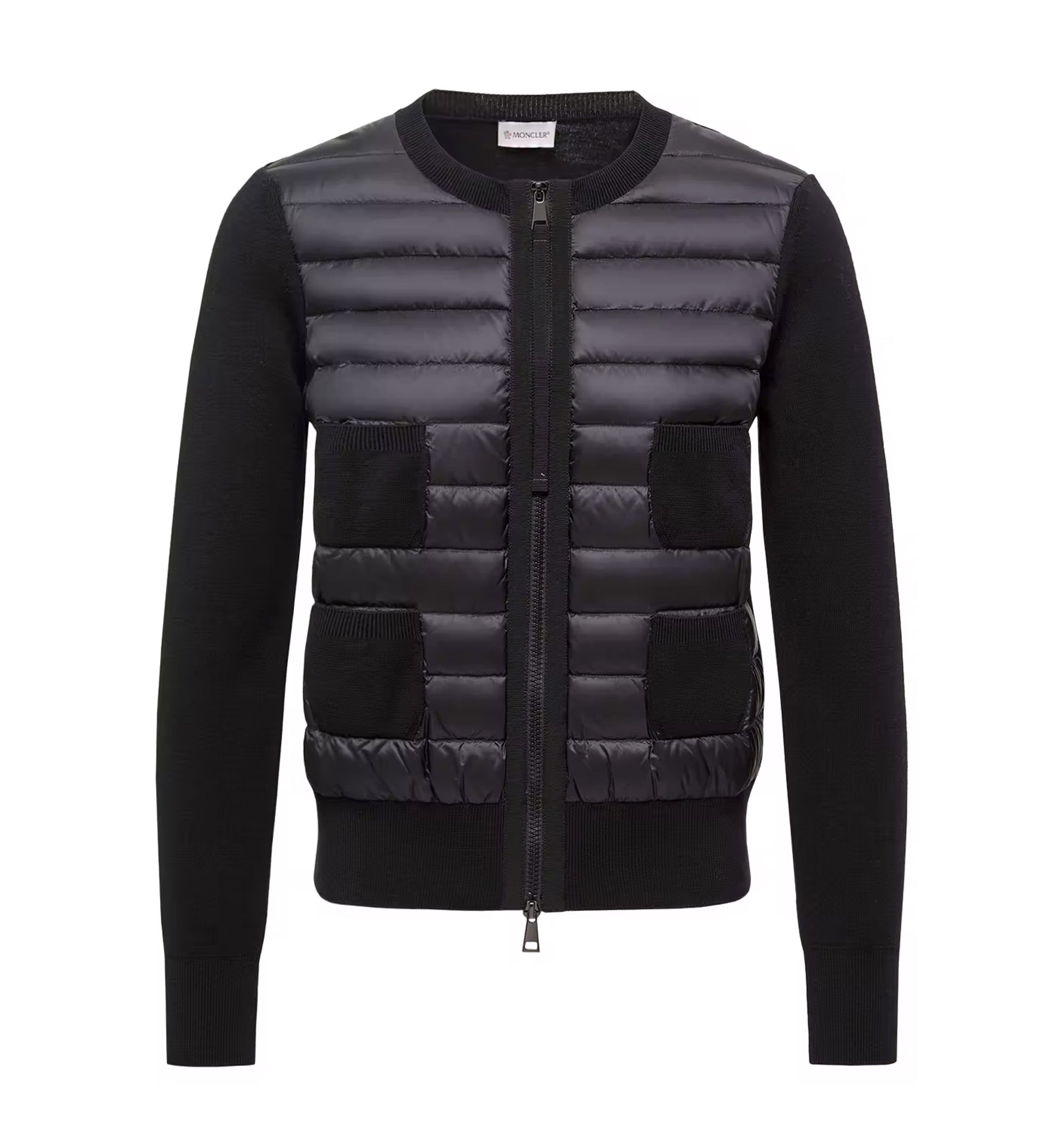 Padded Wool Zip-Up Cardigan