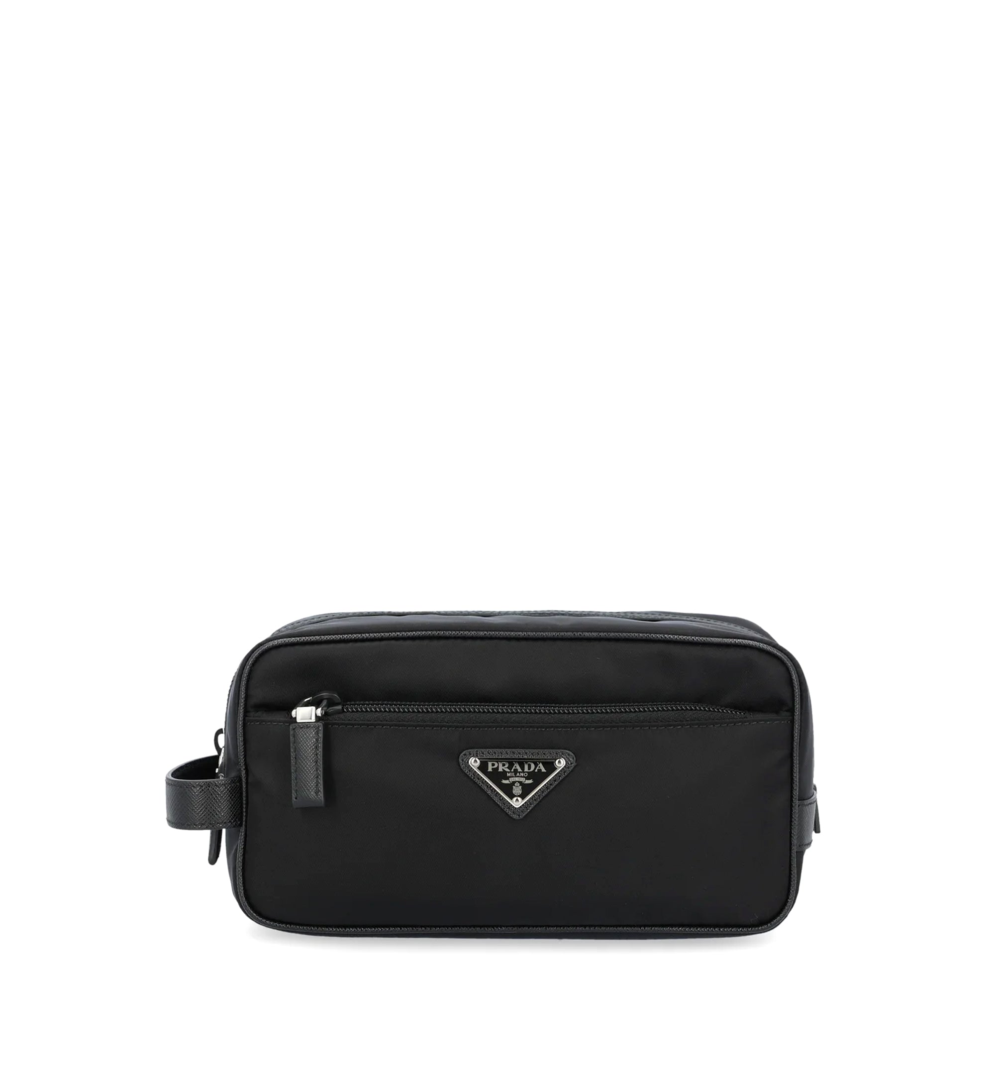 Re-nylon And Saffiano Leather Travel Pouch