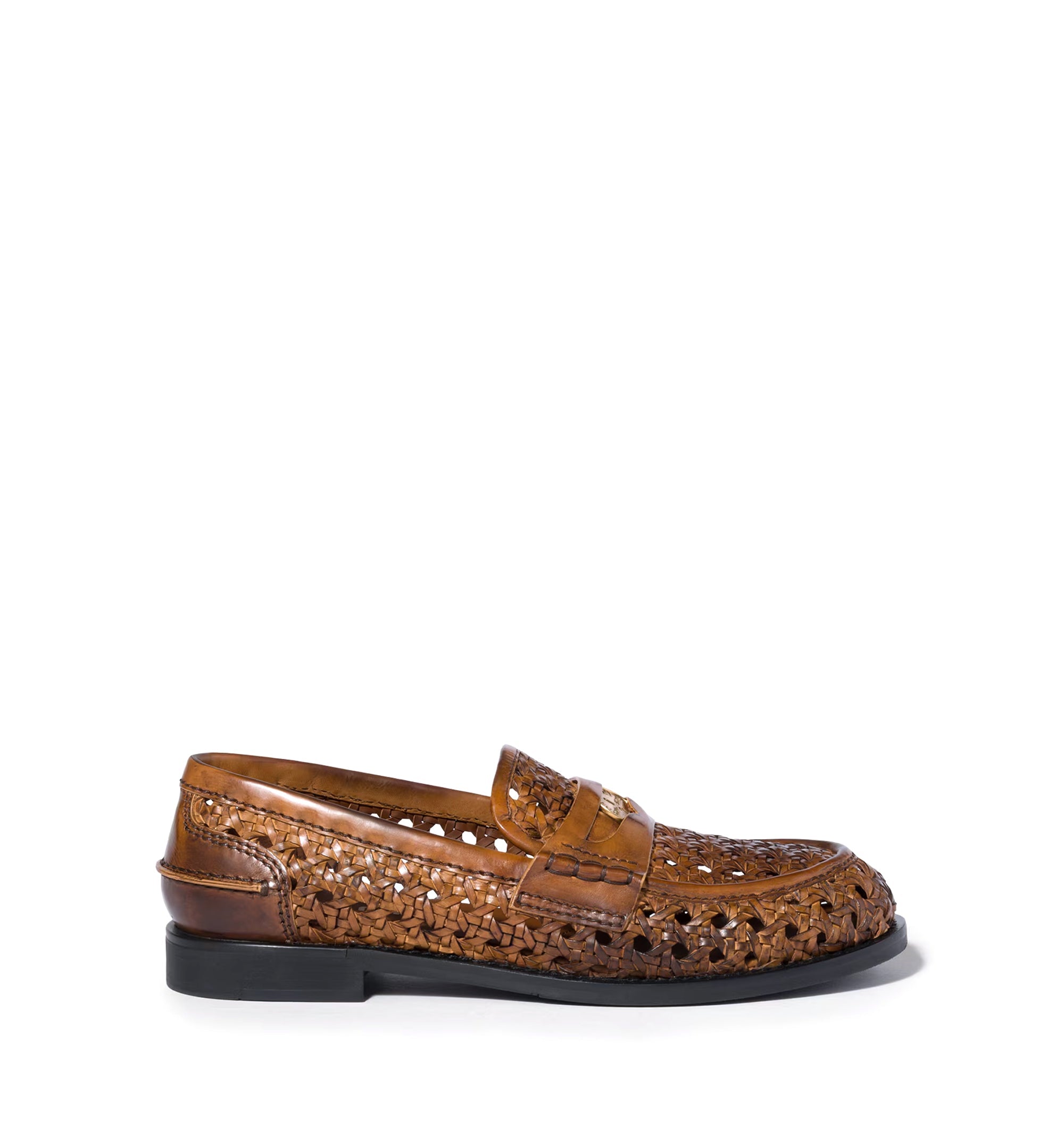 Woven leather loafers