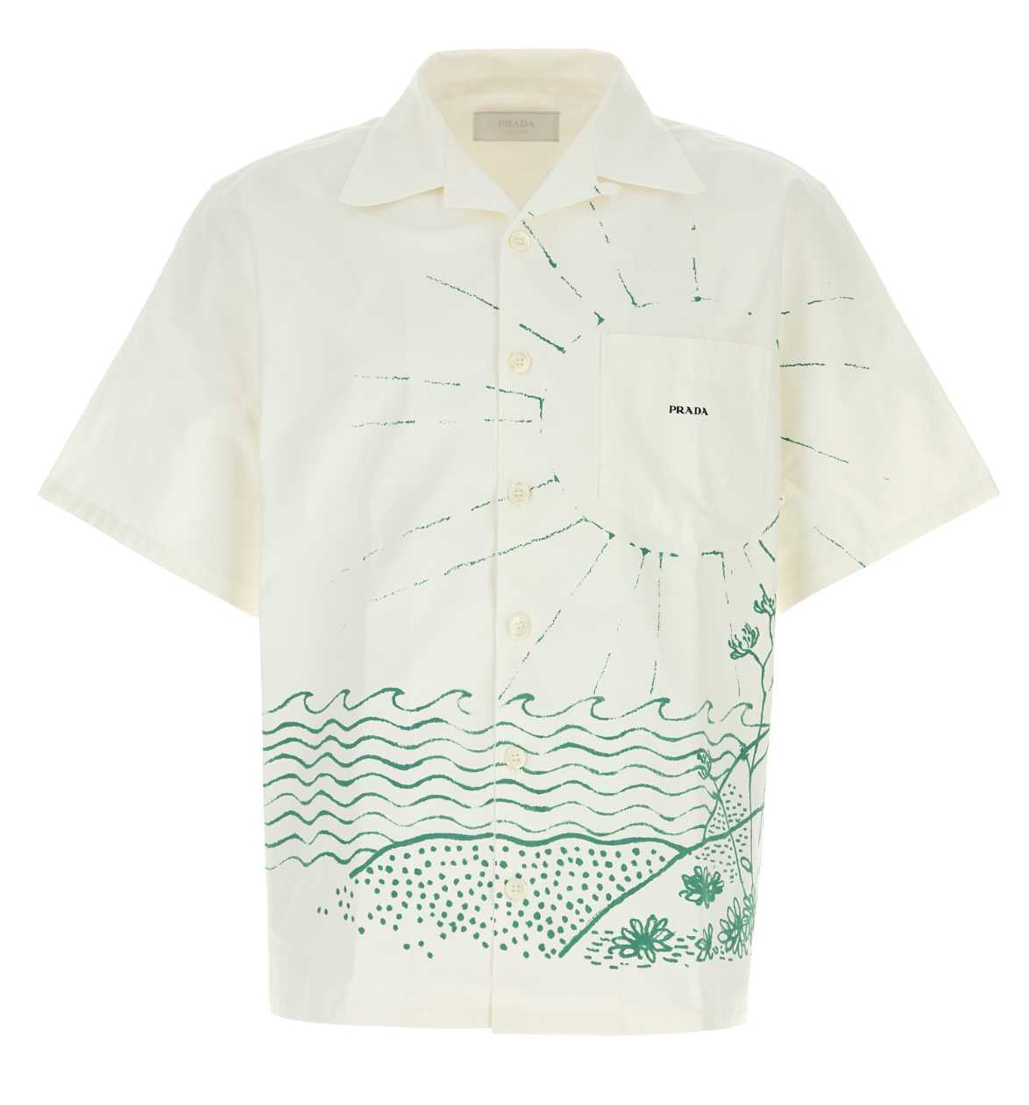 Wave Print Cotton Poplin Shirt