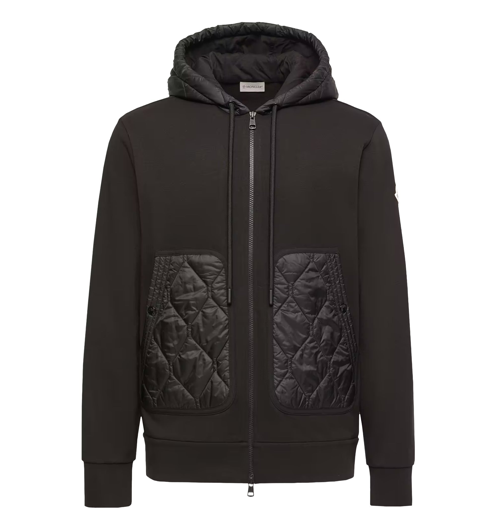Diamond Quilted Cotton Blend Zip-Up Hoodie