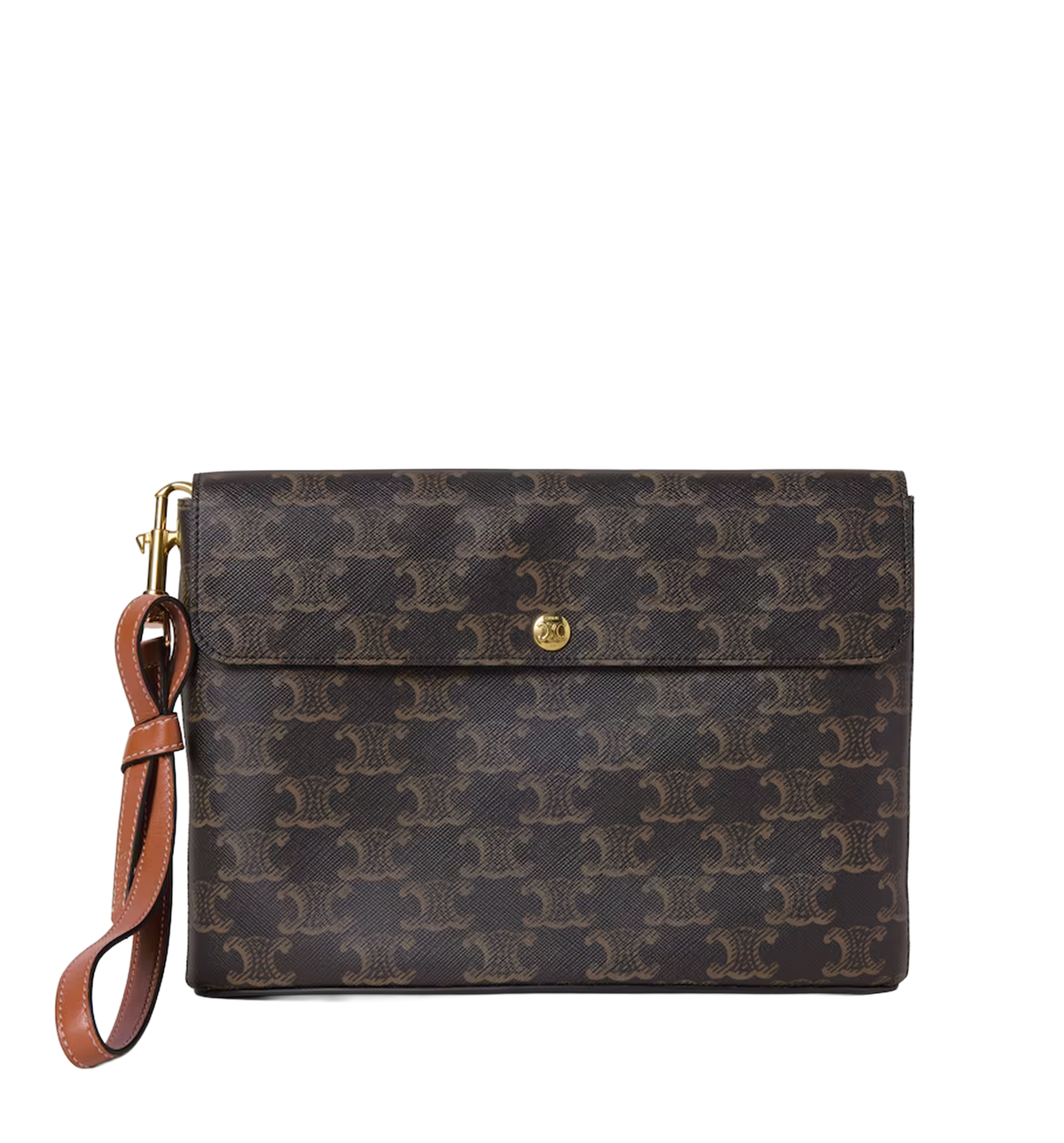 Medium Flap Pouch In Shiny Triomphe Canvas And Lambskin
