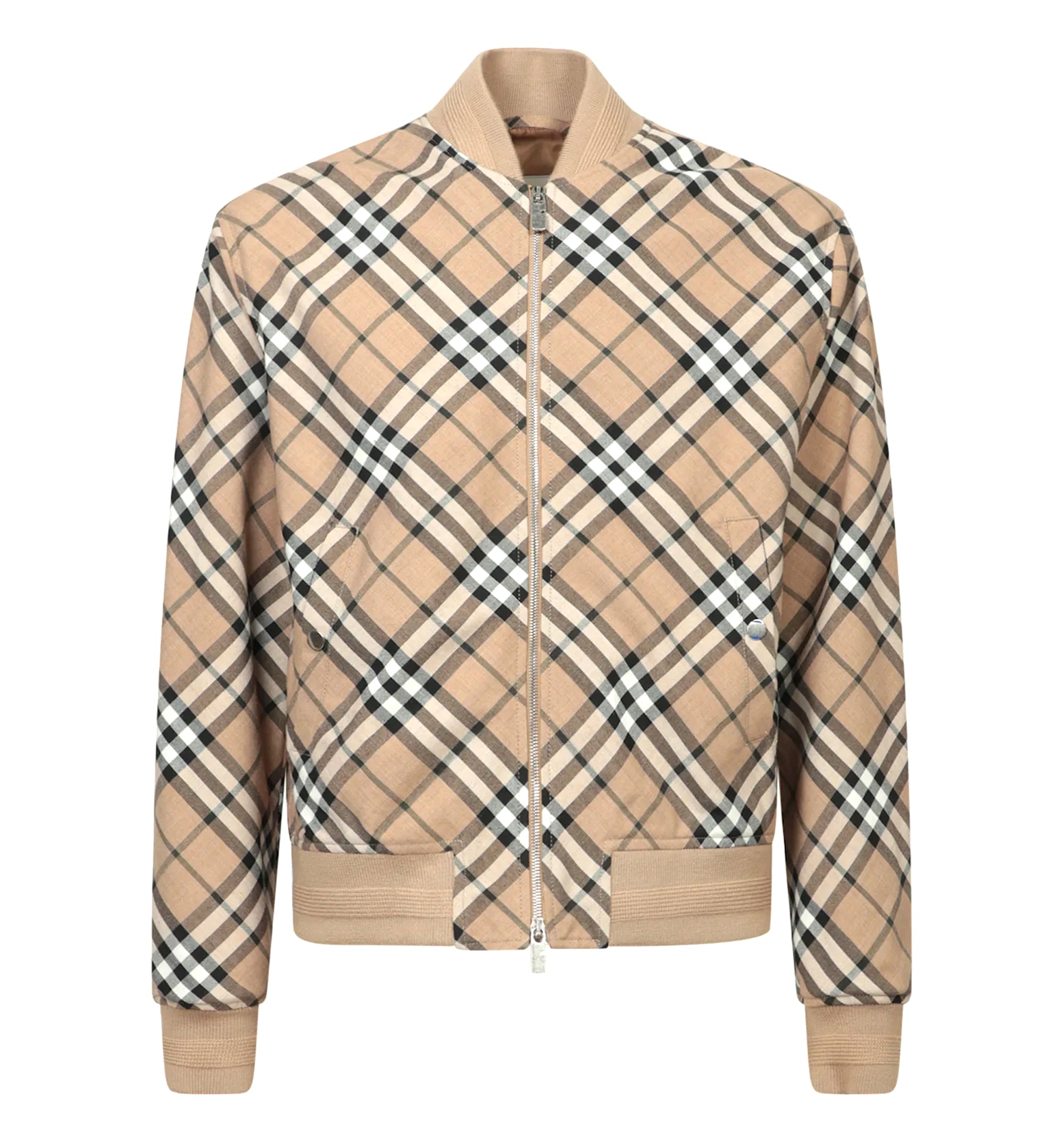 Vintage Check Zip-Up Bomber Jacket