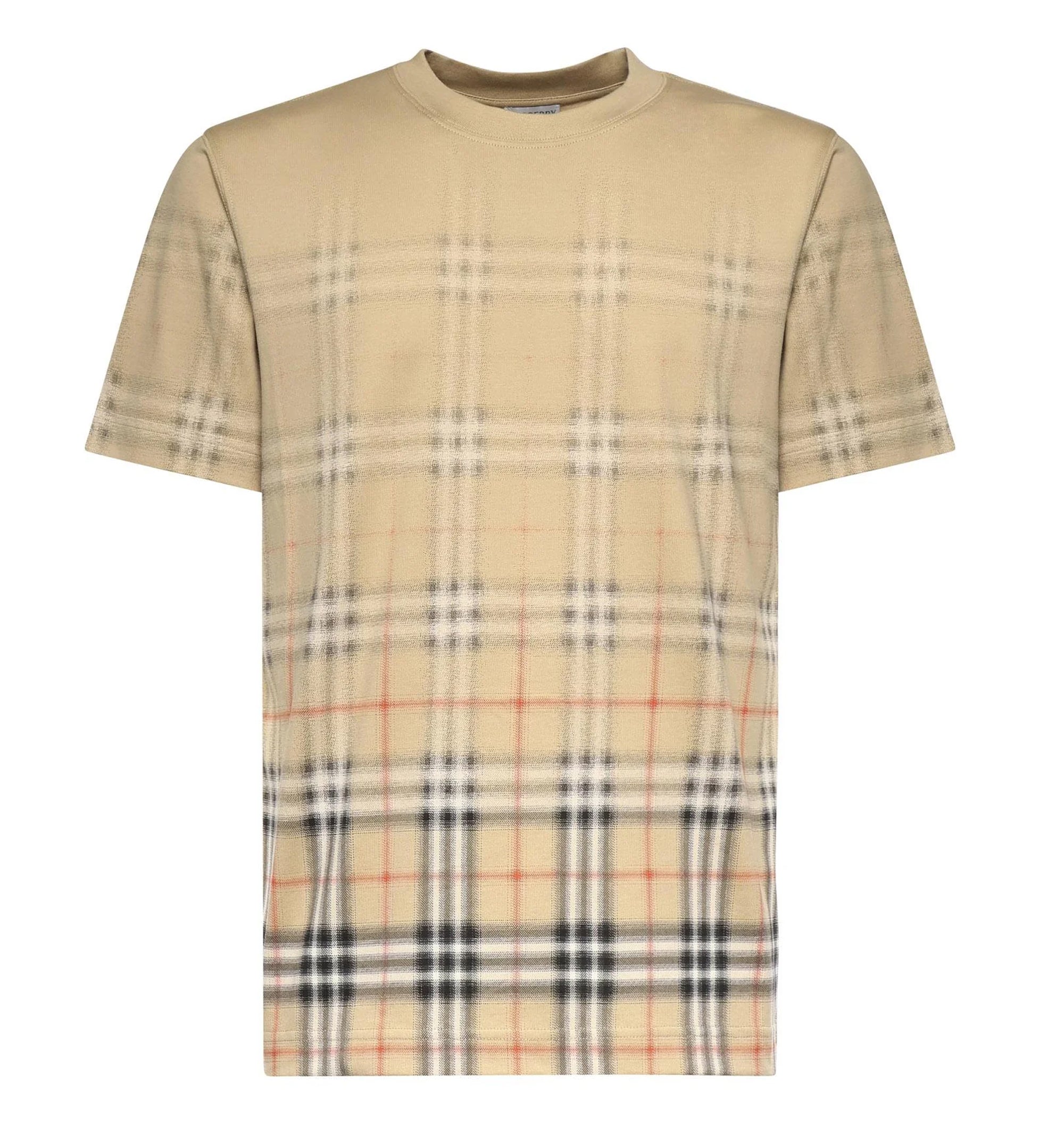 Gradient Check Cotton T-Shirt