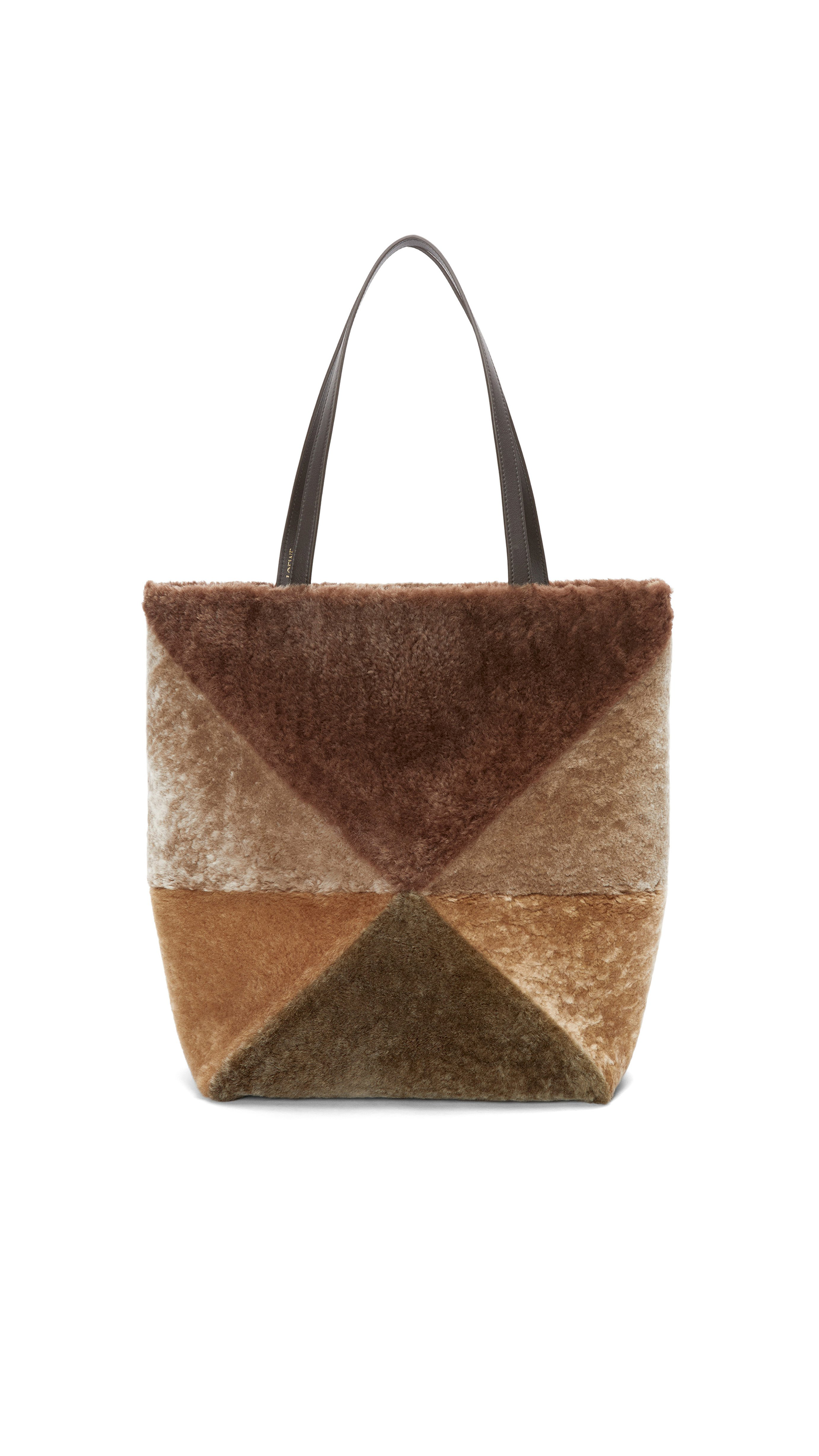 Large Puzzle Fold Tote in Shearling - Multicolor