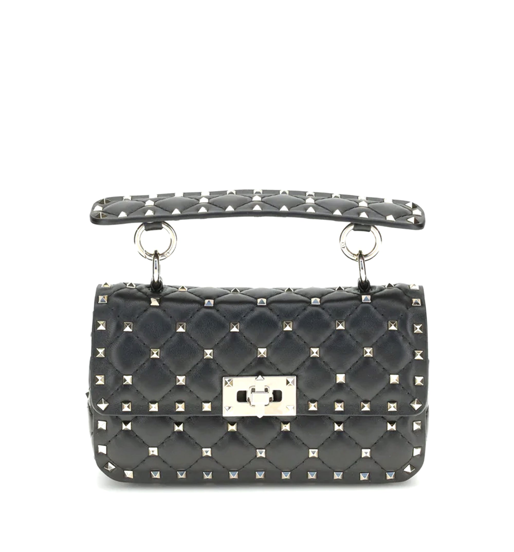 Rockstud Spike mini Top Handle Bag in nappa