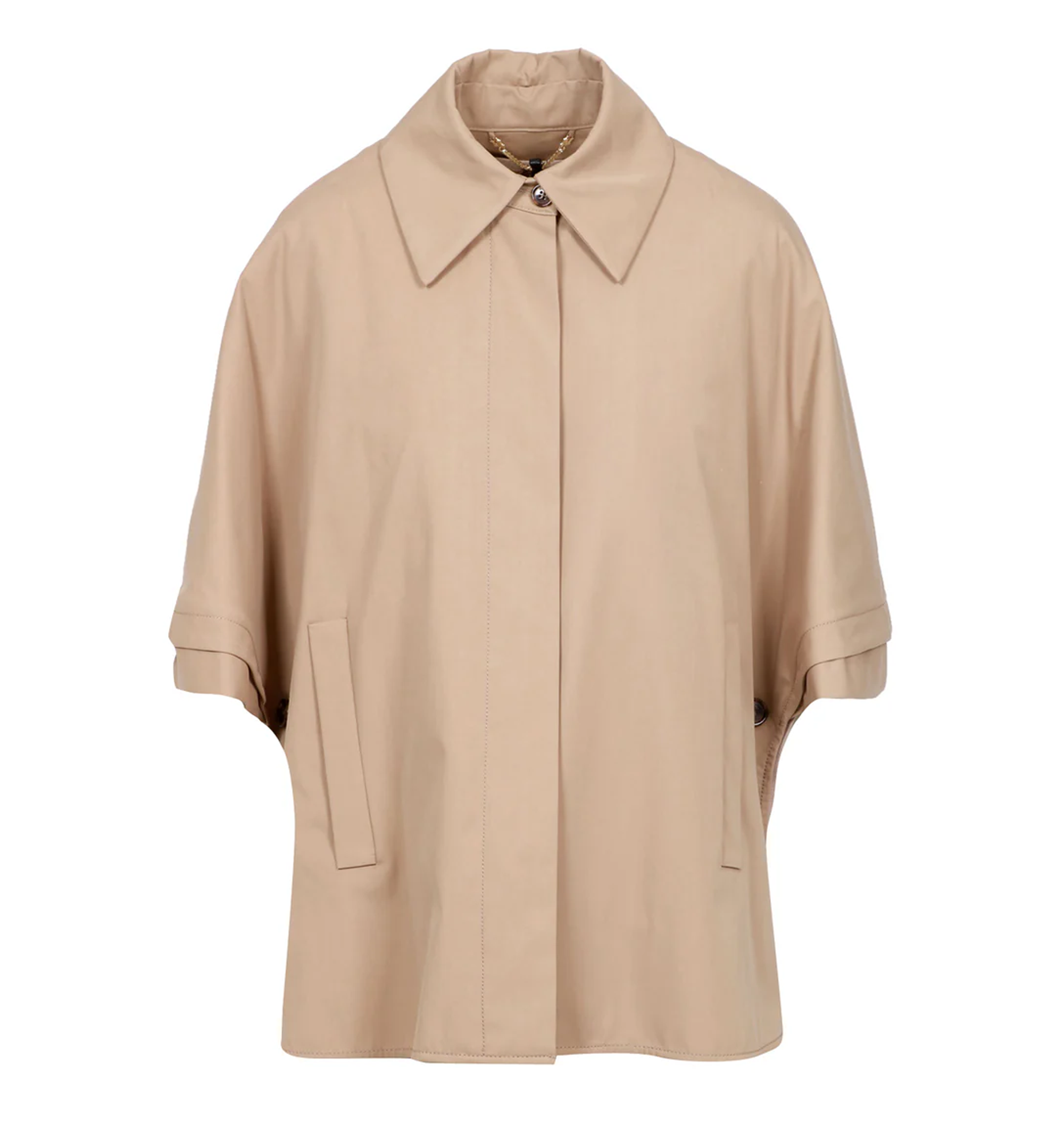 Water-Repellent Cotton Gabardine Cape With Detachable Liner