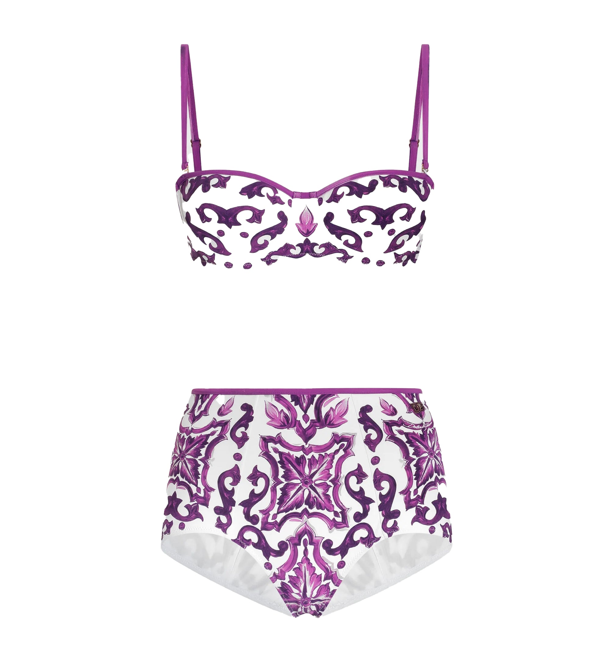 Majolica-Print Triangle Bikini