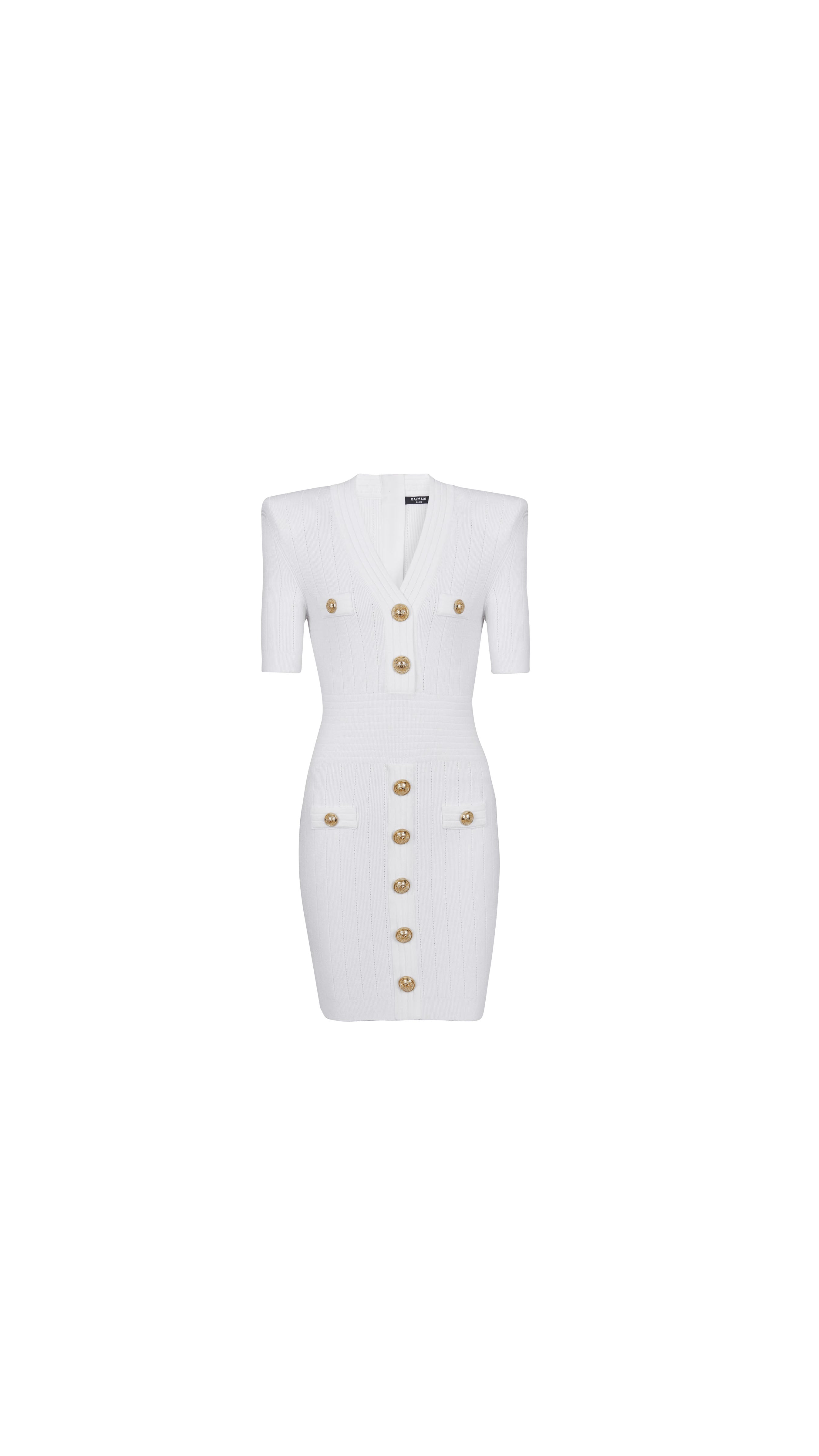 Knitted Dress With Buttons - White