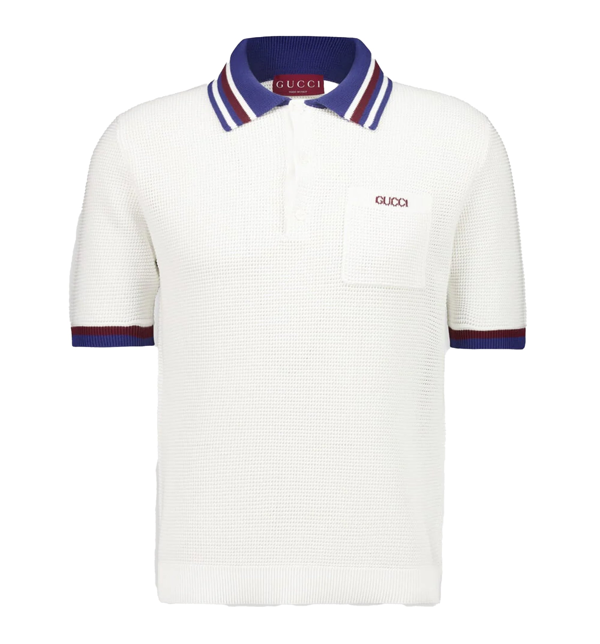 Cotton Piquet Polo Shirt With Intarsia