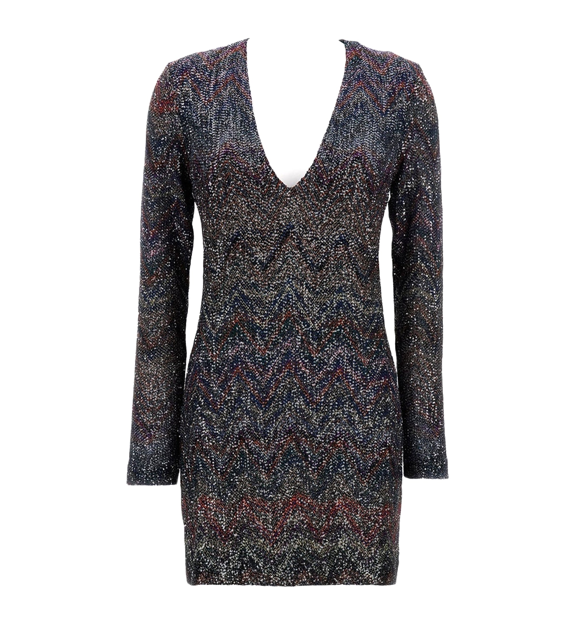 Multicolour Dress With Deep Neckline