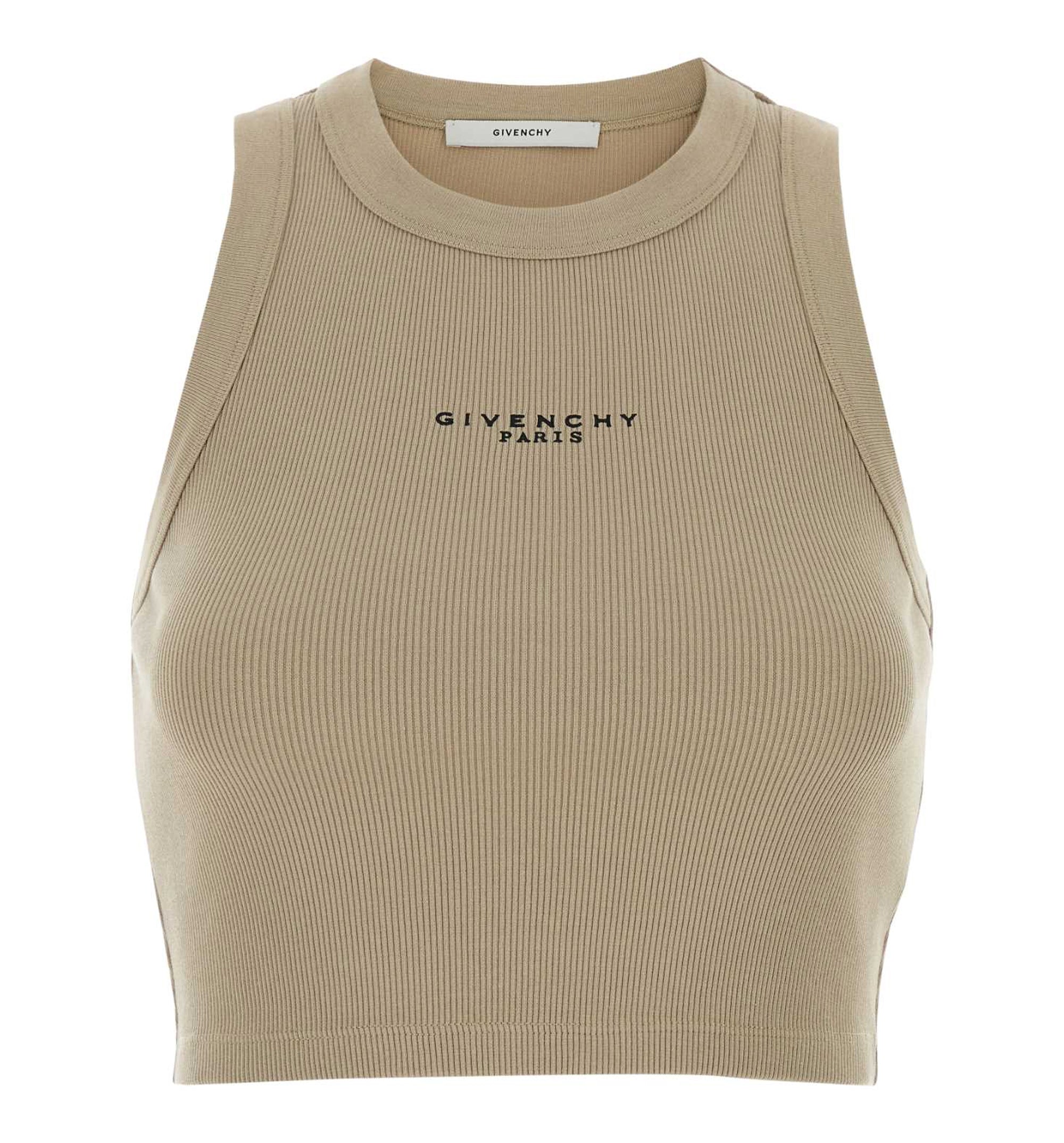 Cropped Tank Top in Cotton with GIVENCHY Paris Print