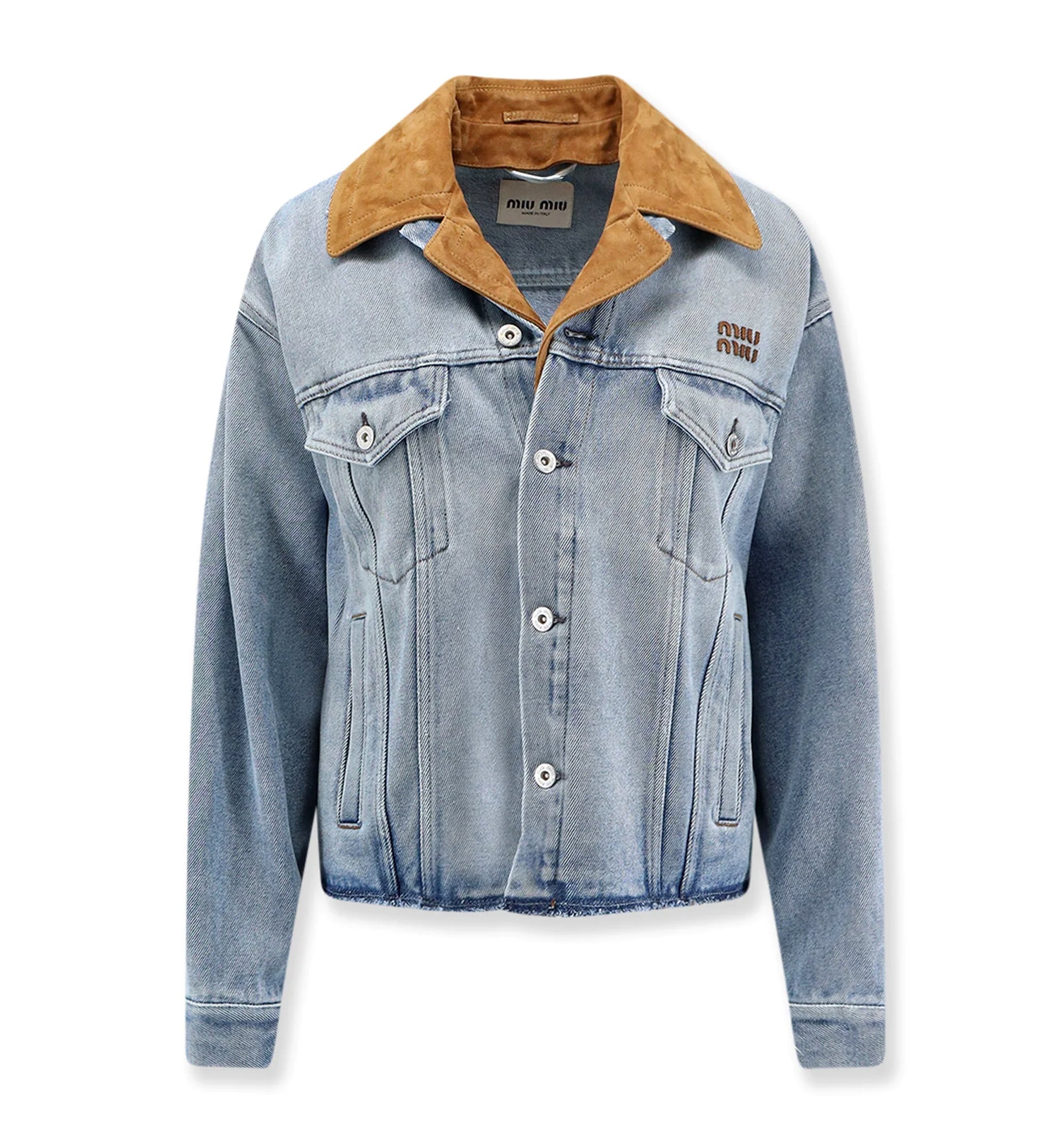 Washed denim and suede blouson jacket