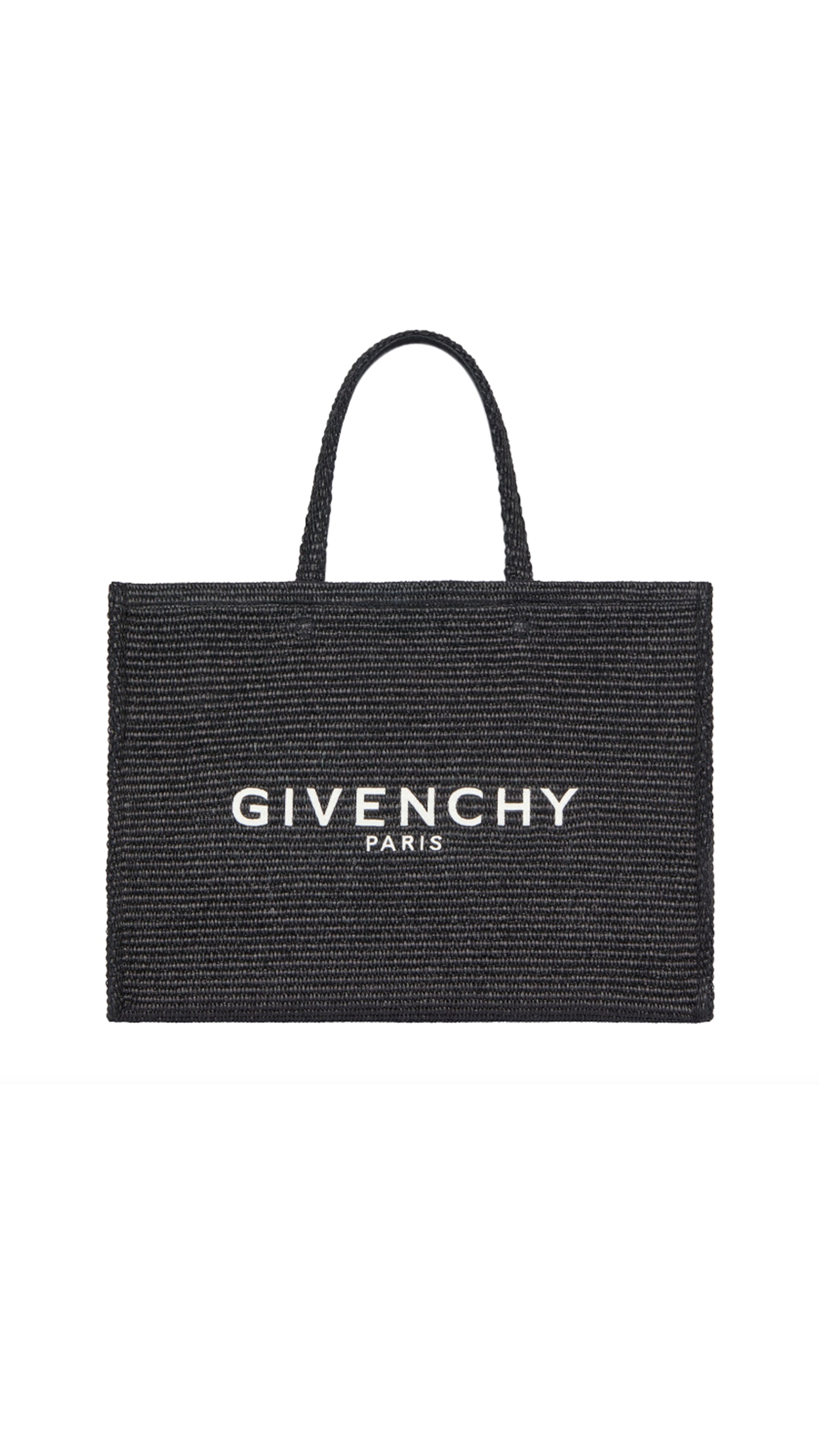 Medium G-Tote Bag in Raffia - Black