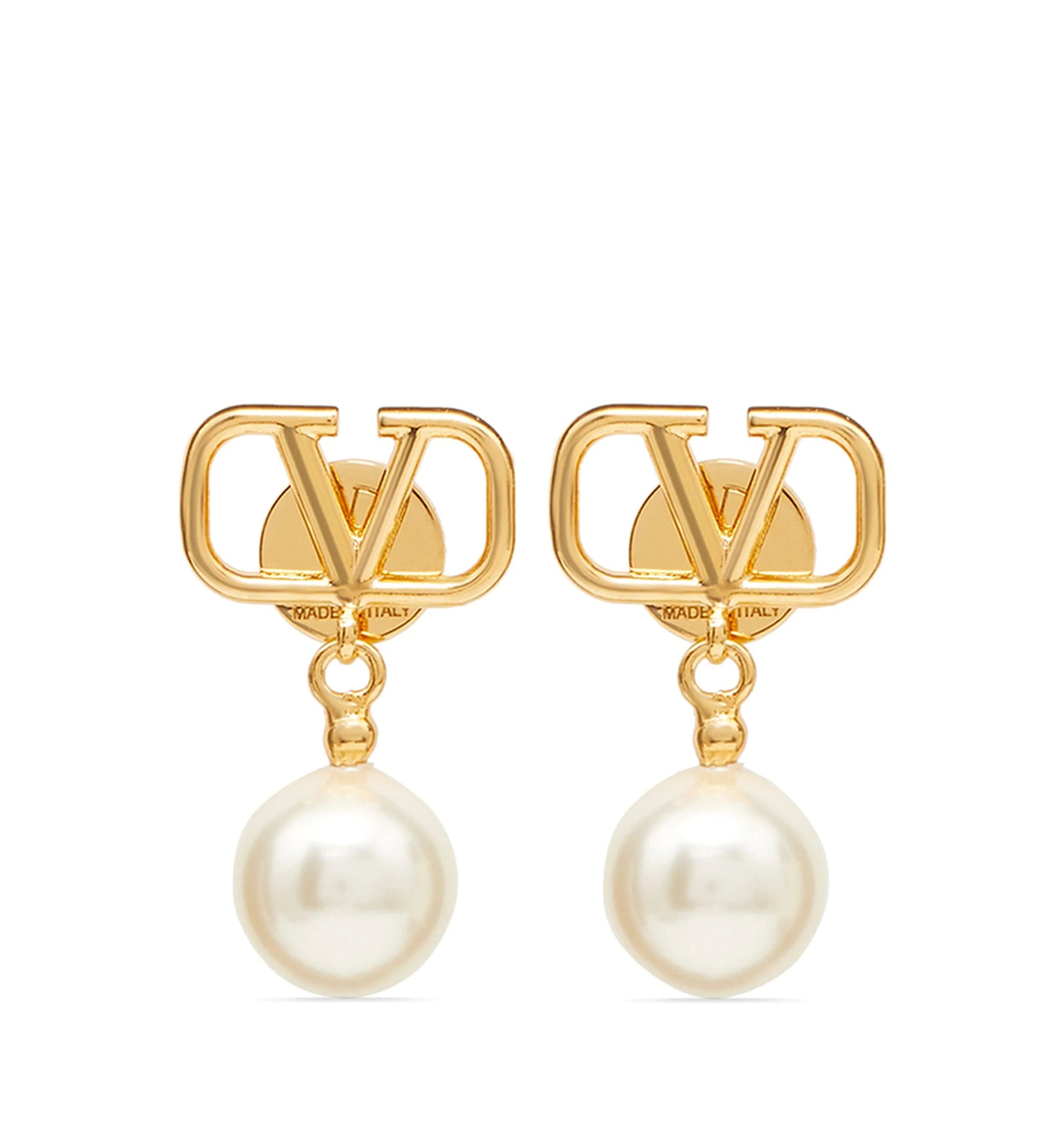 Pearl-Detail Metal Earrings